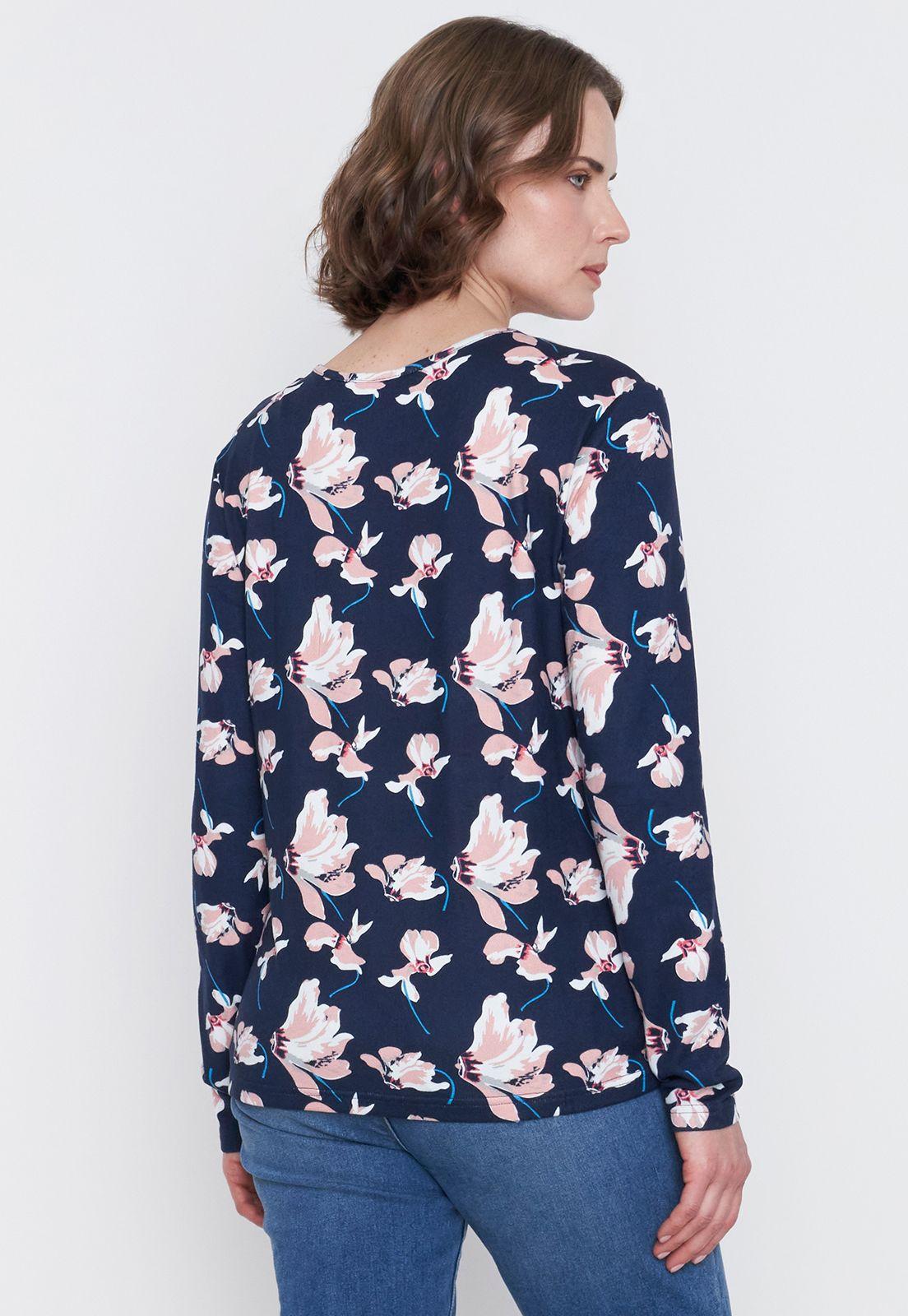 Sweater Mujer Camant Print Navy Melange Corona-1