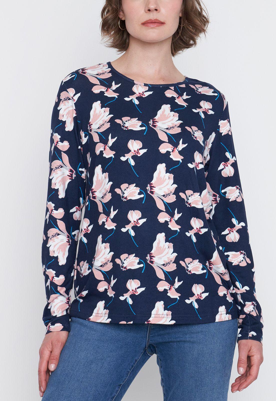 Sweater Mujer Camant Print Navy Melange Corona-2