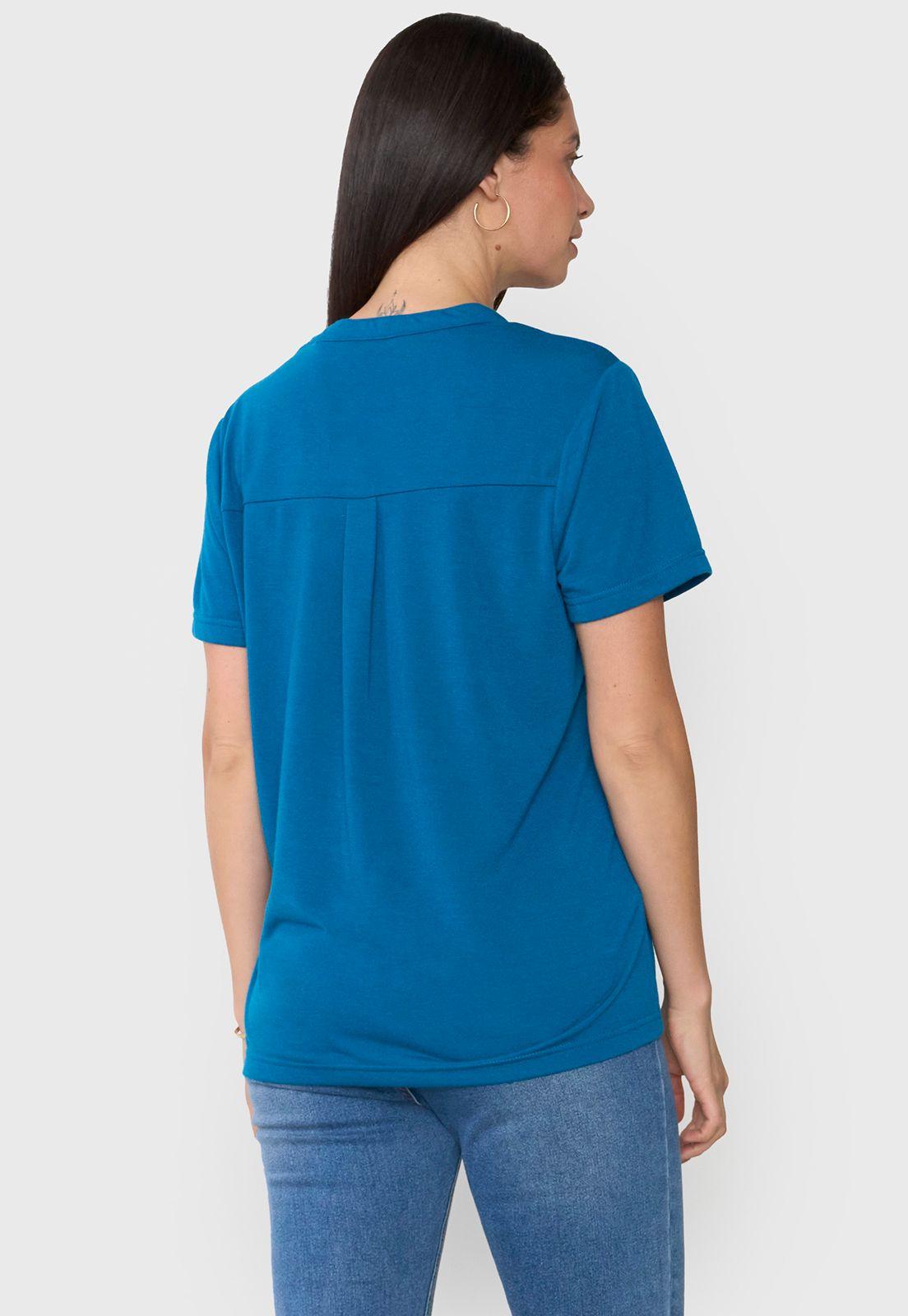 Polera Mujer Cuello Mao Petrol Corona-1