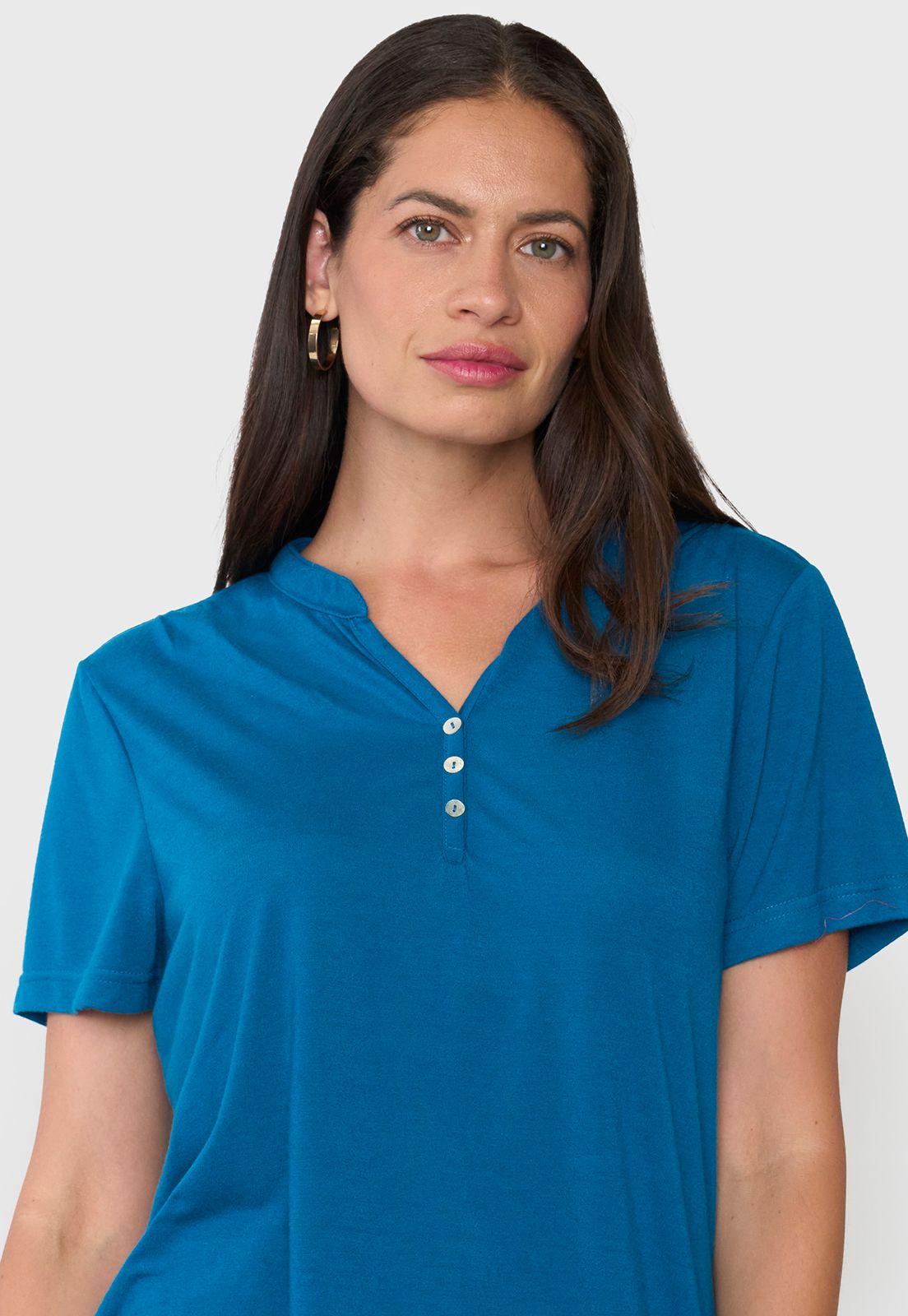 Polera Mujer Cuello Mao Petrol Corona-2