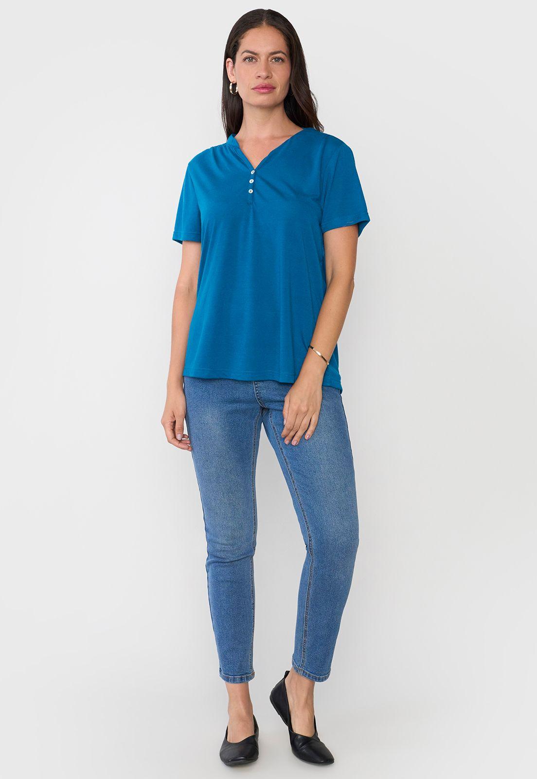 Polera Mujer Cuello Mao Petrol Corona-3