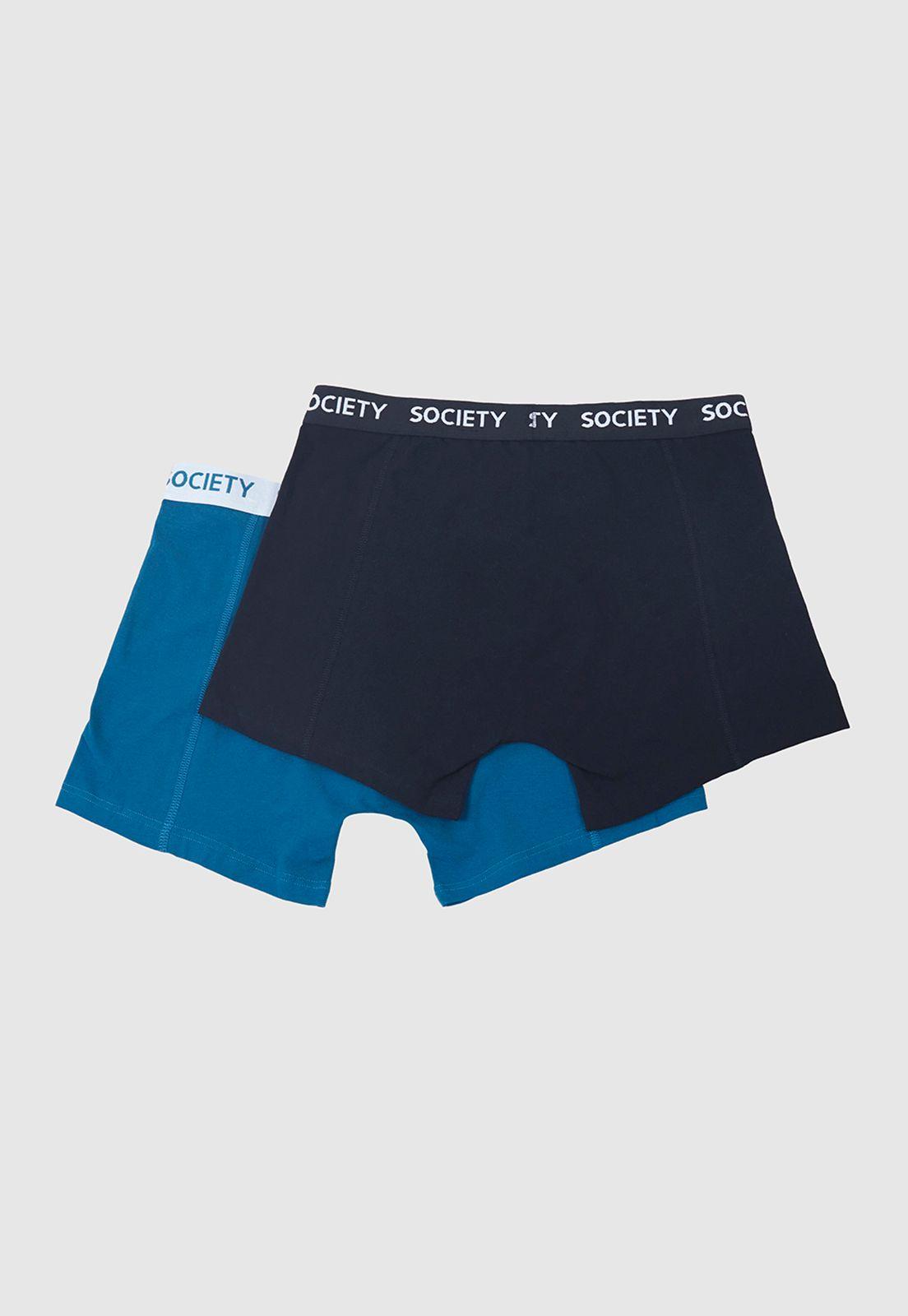 Bóxer Hombre Bipack Mix Liso Azul/Negro Corona-1