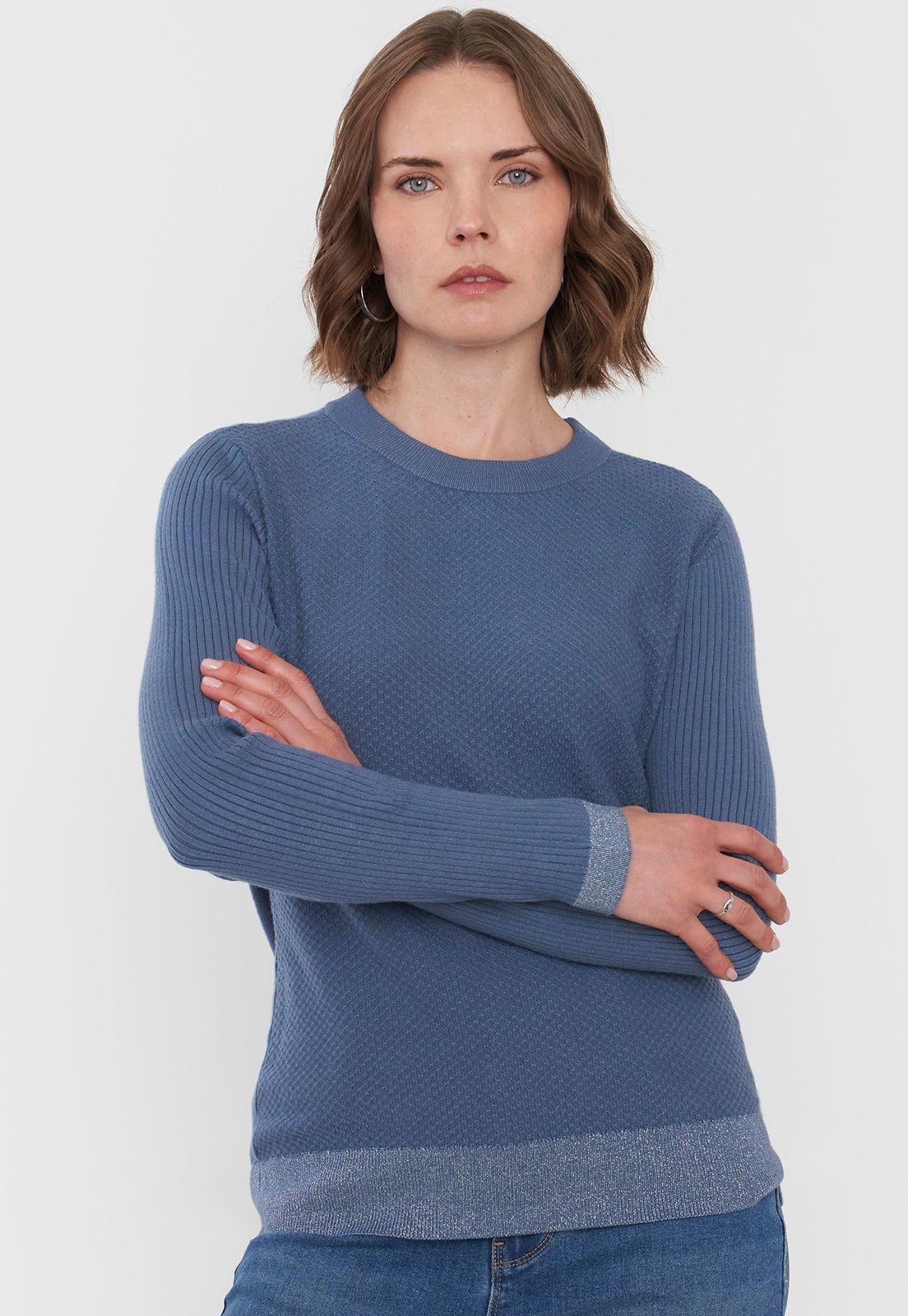 Sweater Mujer Cerrado Trenzado Petróleo Corona-2