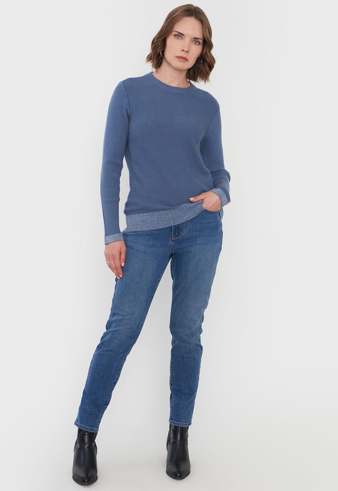 Sweater Mujer Cerrado Trenzado Petróleo Corona-3