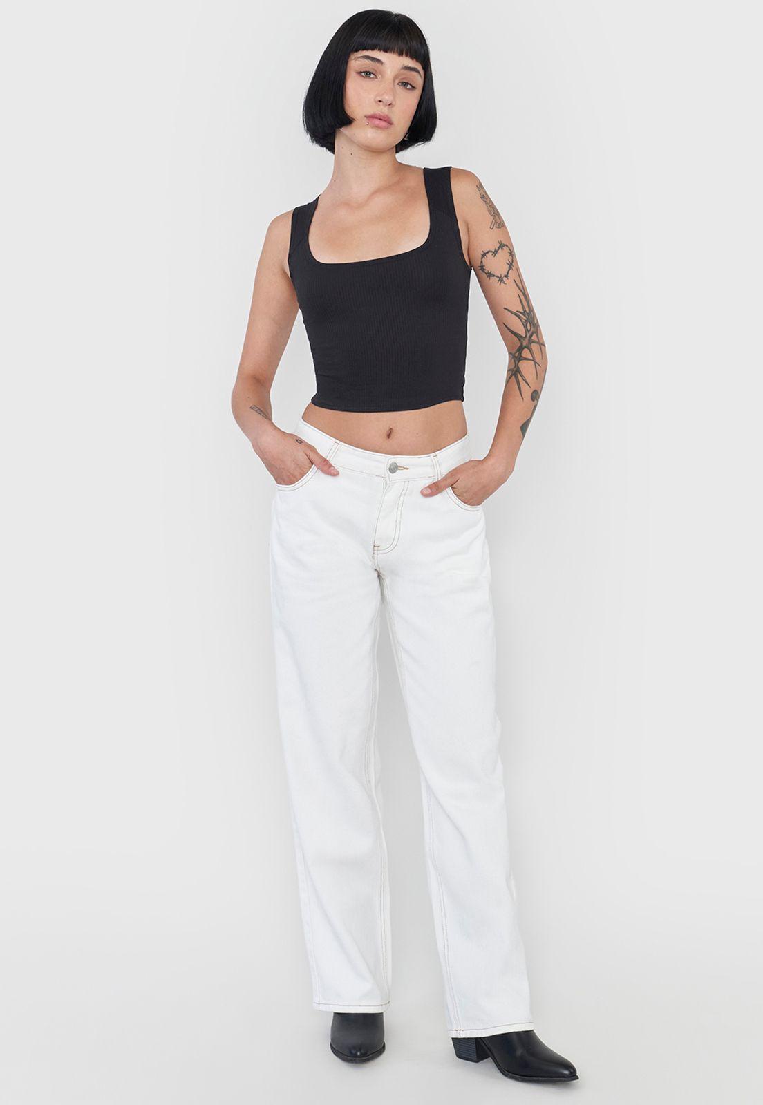 Jeans Mujer Straight Fit Noventero Blanco Corona-3