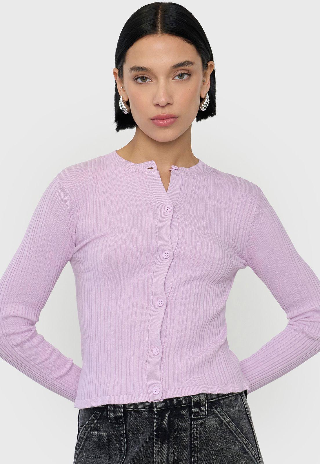 Sweater Mujer Cárdigan Botones Lila Corona-2