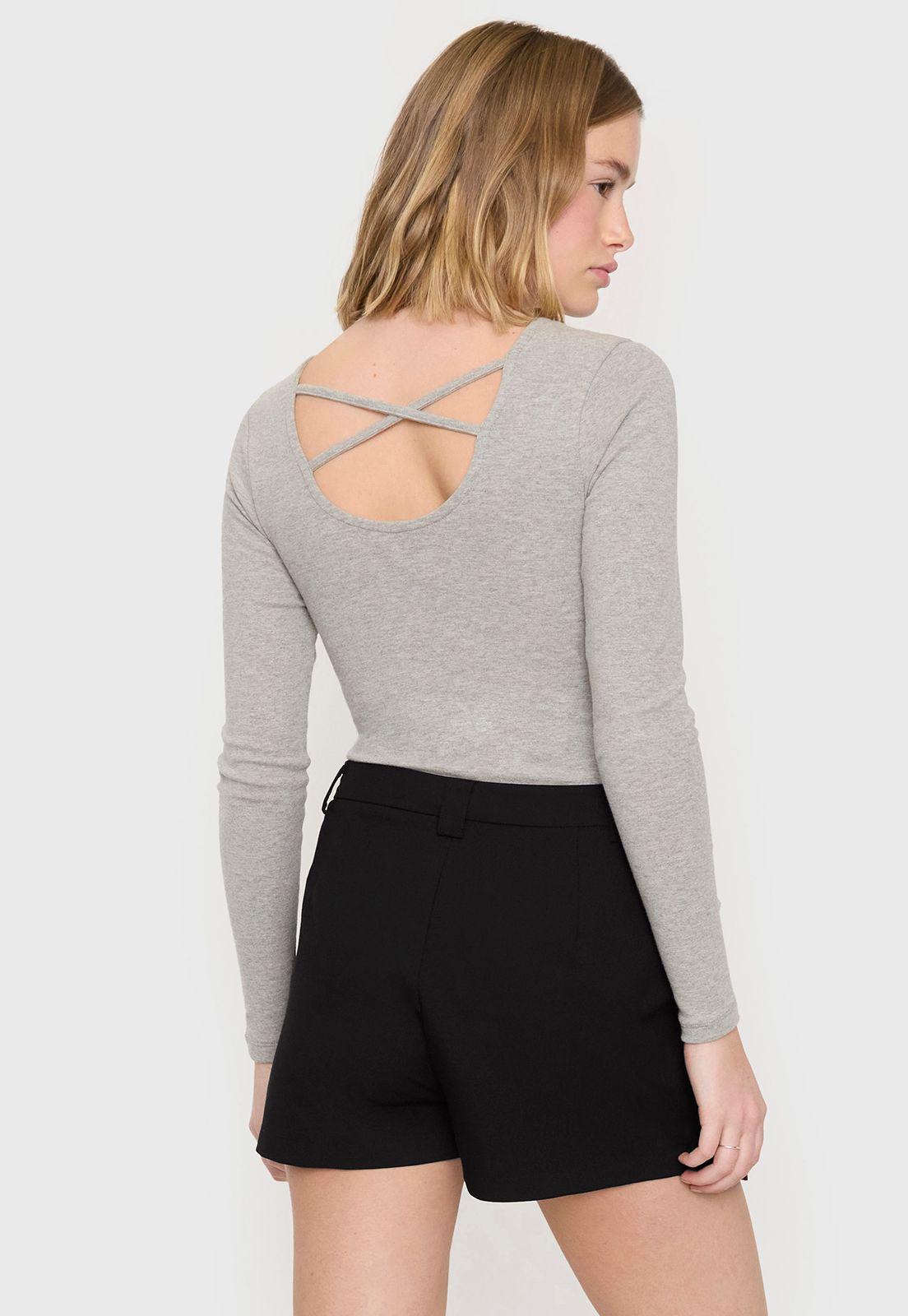 Body Mujer Manga Larga Gris Melange Corona-1