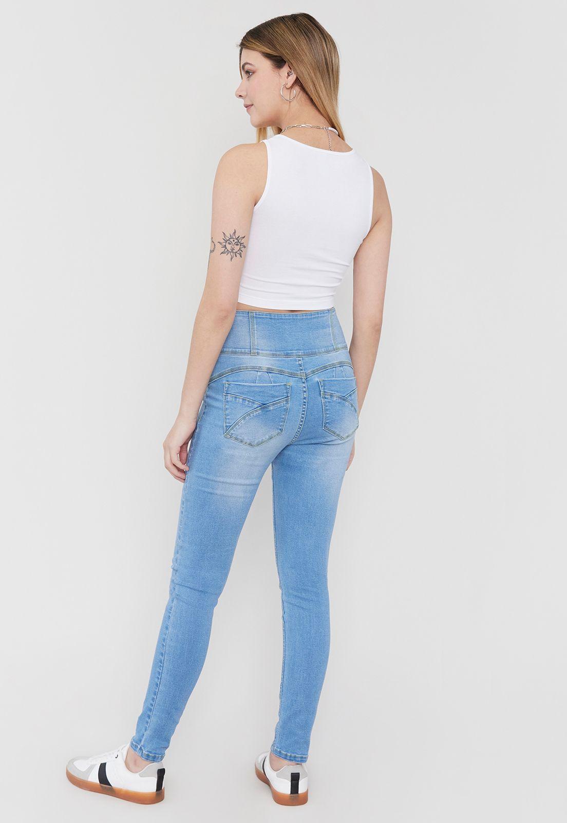 Jeans Mujer Push Up 3 Botones Azul C Corona-2