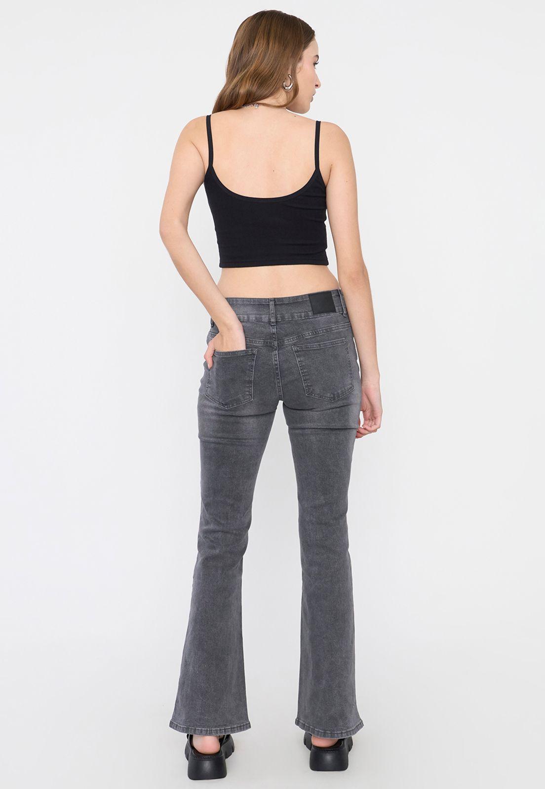 Jeans Mujer Flare Fit 2 Botones Negro Corona-2