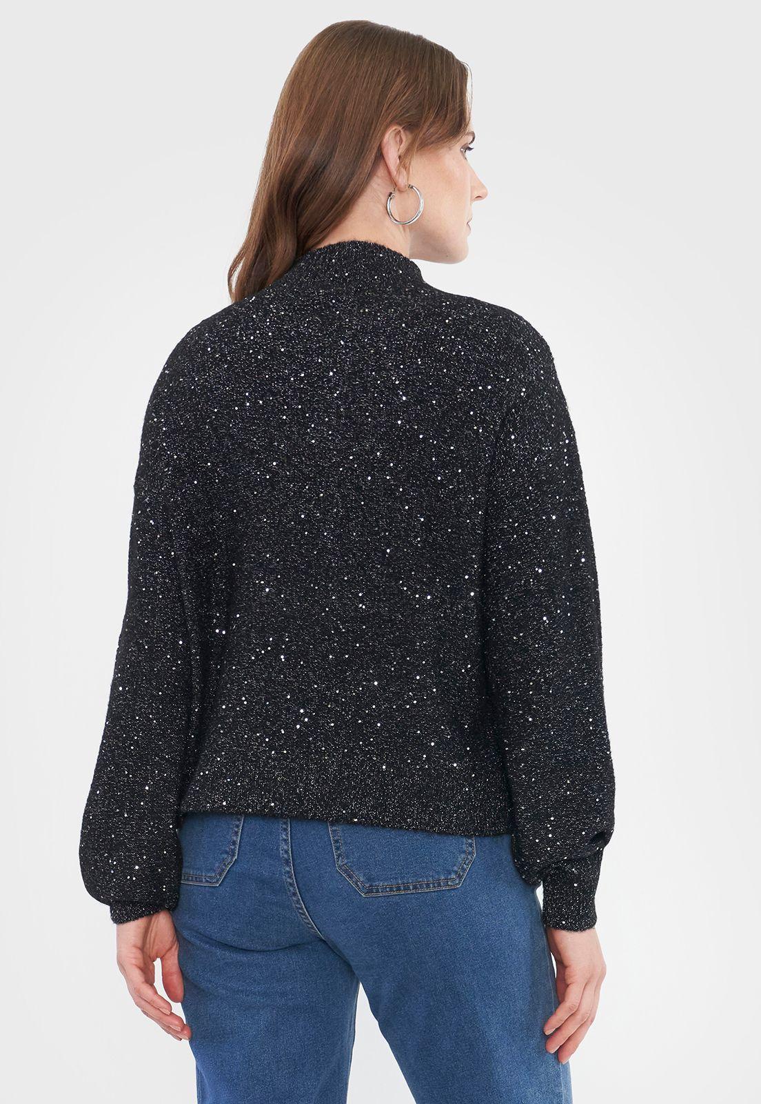 Sweater Mujer Lentejuelas Negro Corona-1