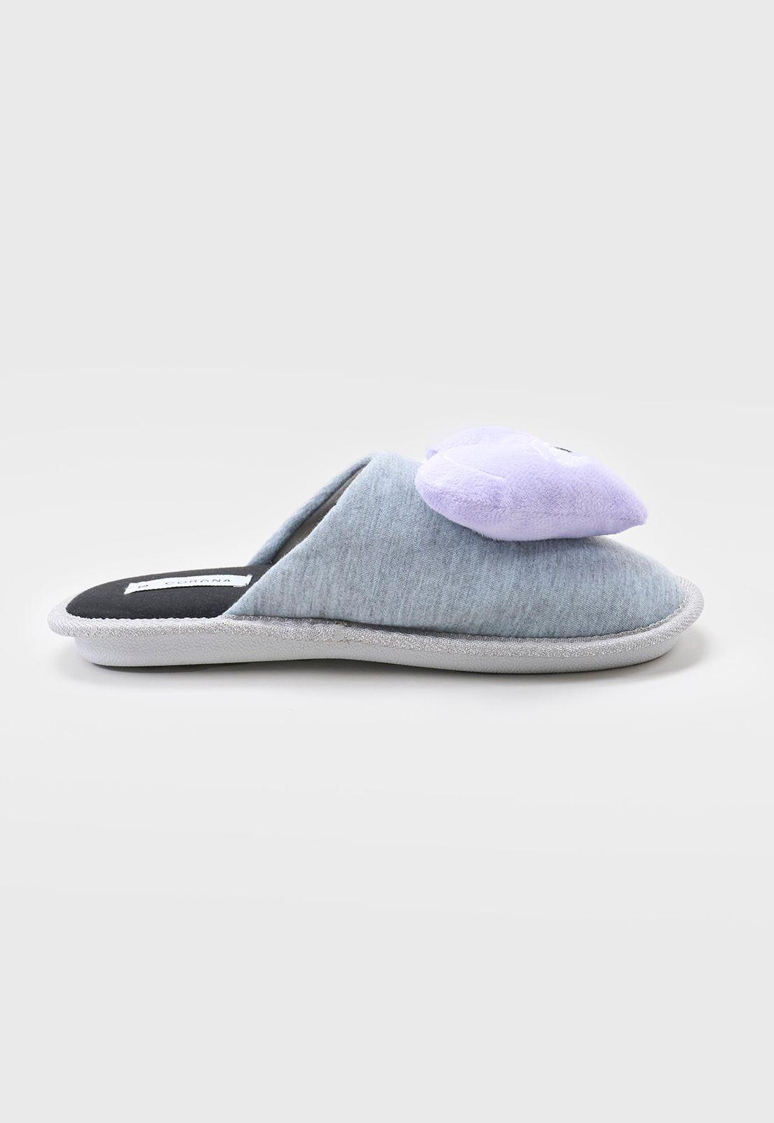Pantufla Mujer Aplicación Gris Corona-1