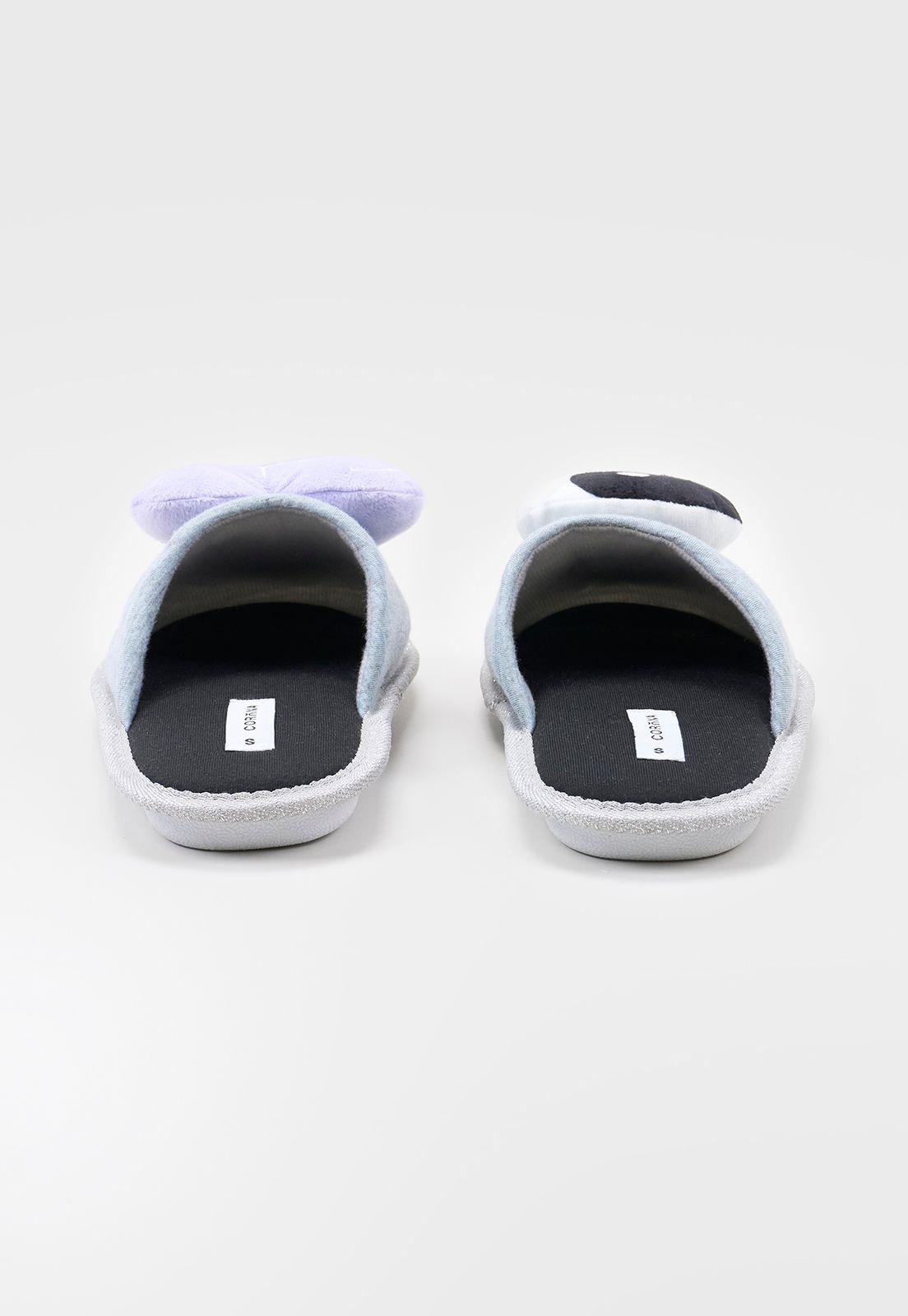 Pantufla Mujer Aplicación Gris Corona-3