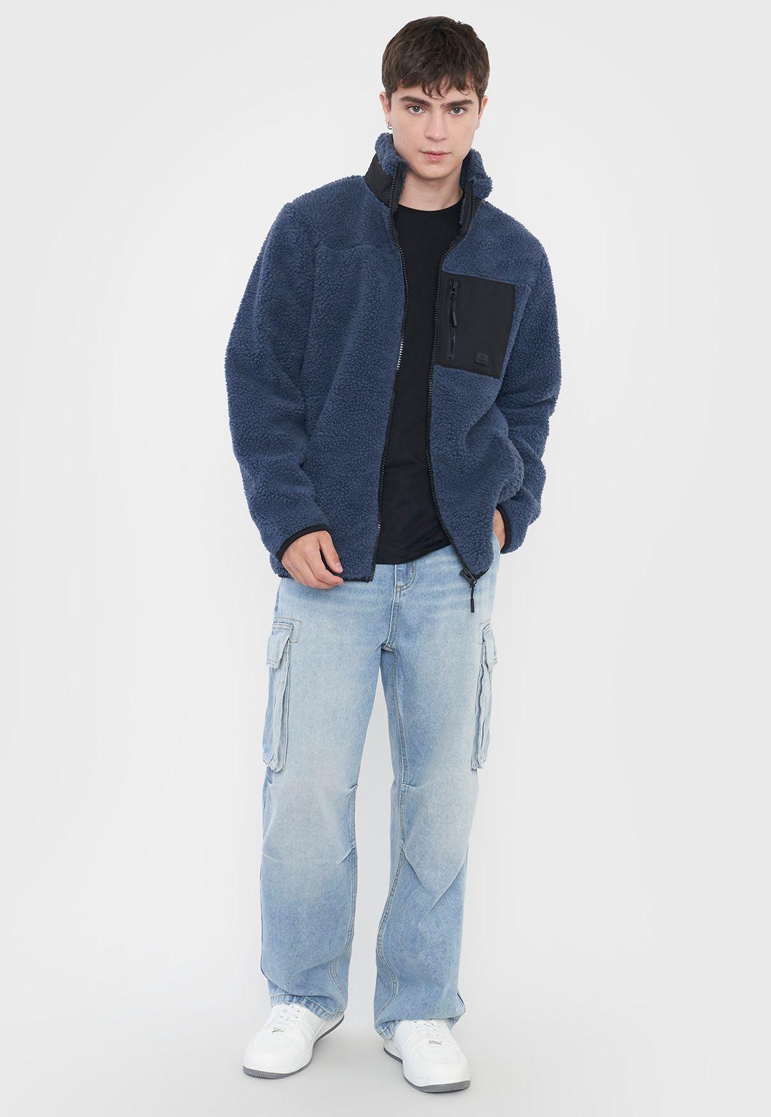Casaca Hombre Sherpa Full Zipper Azul Corona-3