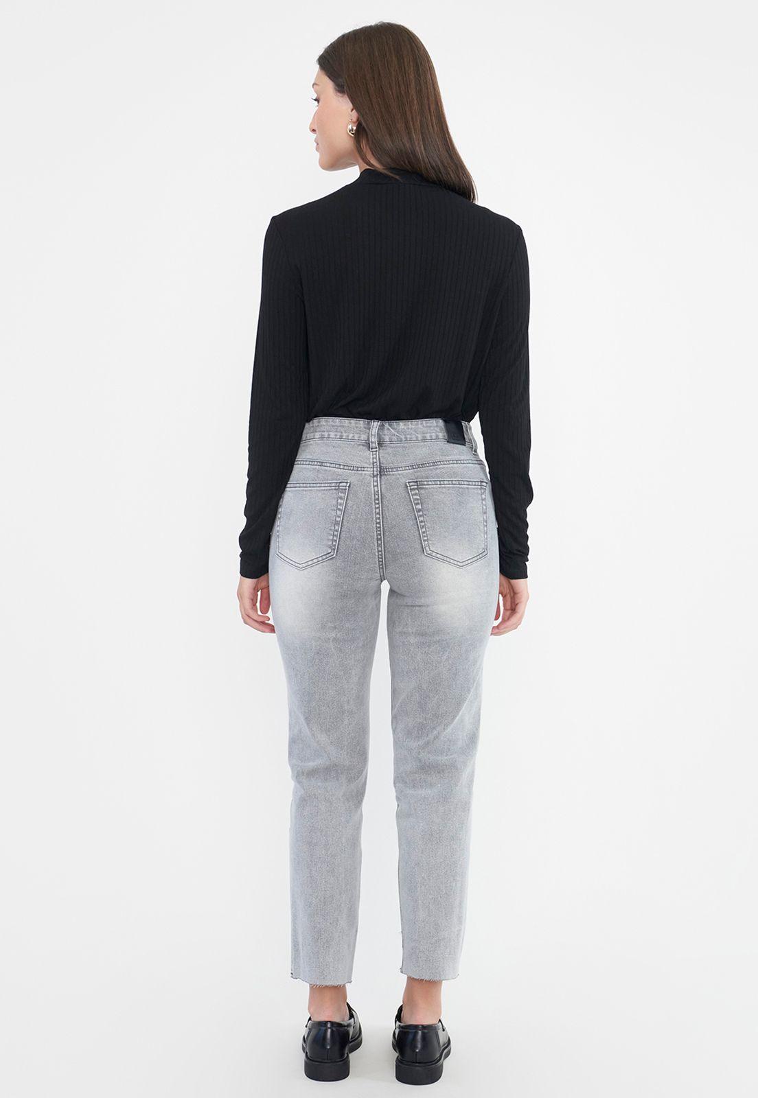 Jeans Mujer Straight Fit Elasticado Gris Corona-2
