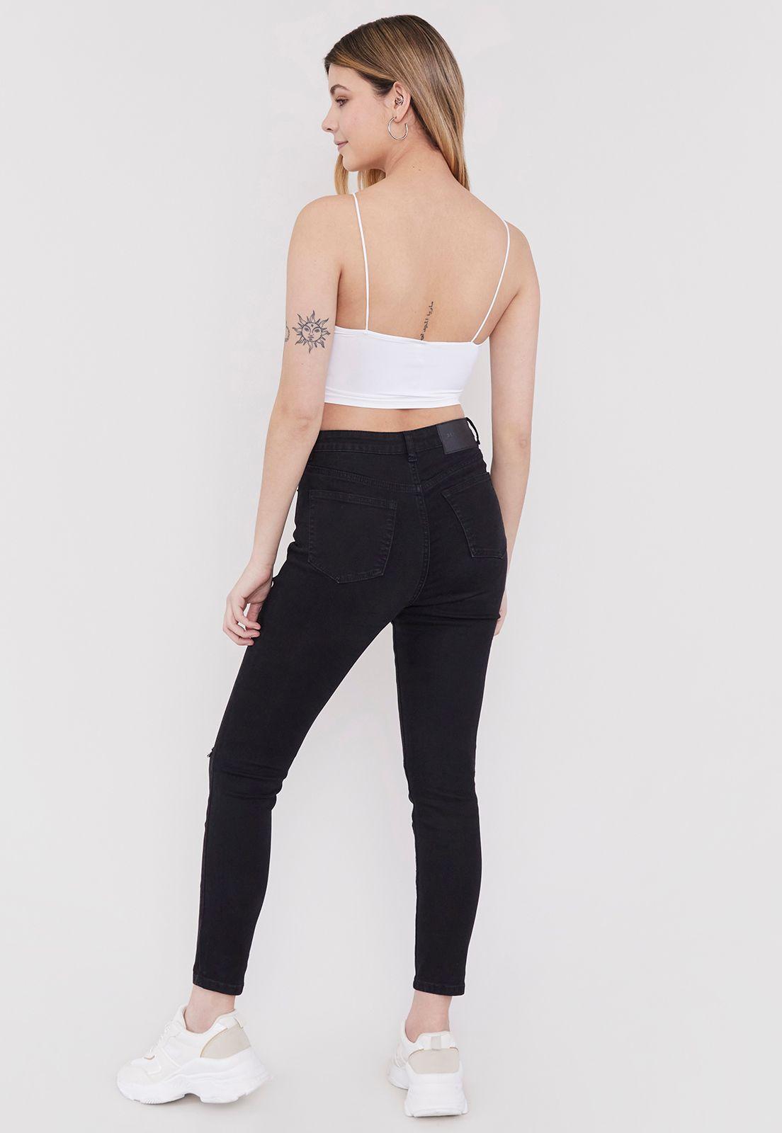 Jeans Mujer Skinny Negro Destroyed Negro Corona-2