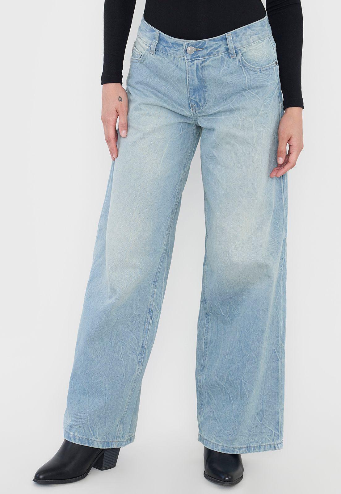 Jeans Mujer Wide Leg Fit Low Rise Azul Claro Corona-1