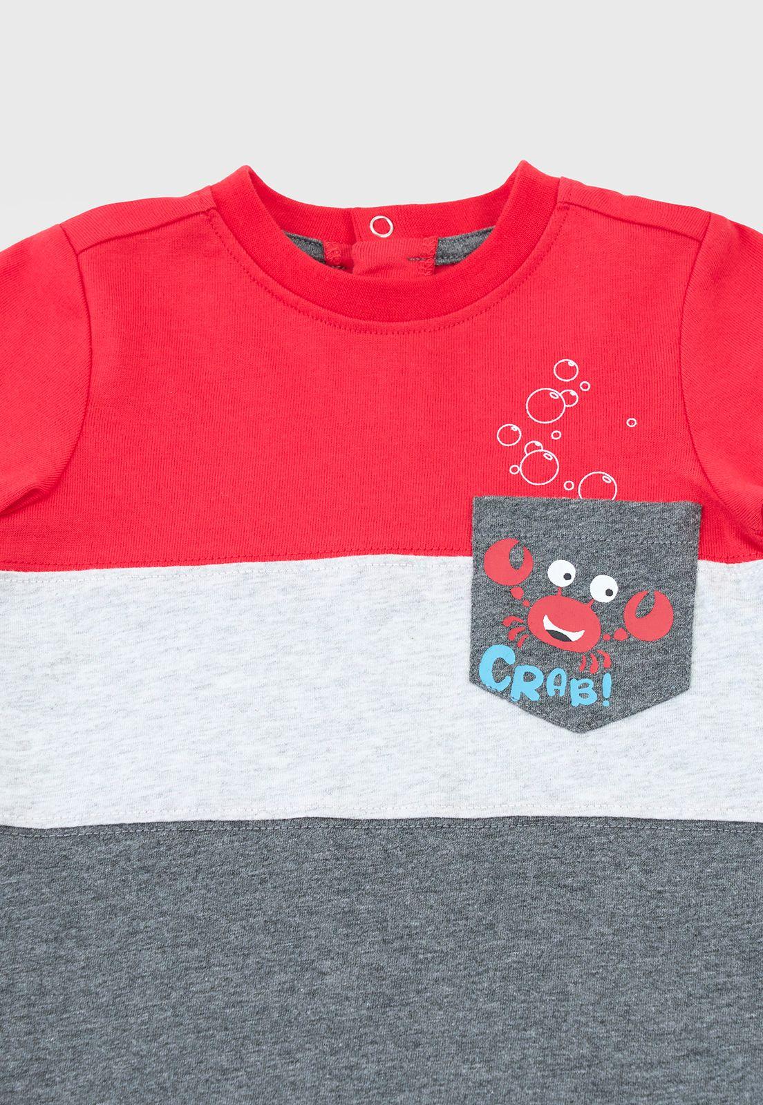 Polera Bebe Niño Color Block Rojo Corona-3