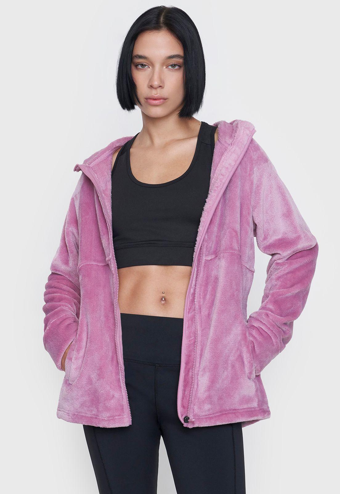Polerón Mujer Deportivo Peludo Color Palo Rosa Corona-0