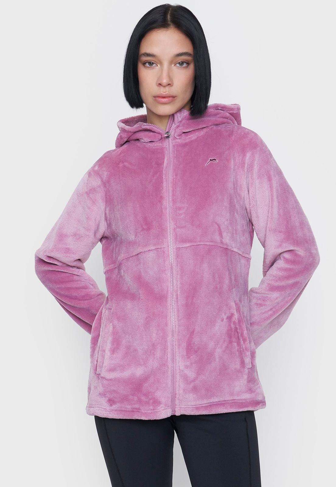 Polerón Mujer Deportivo Peludo Color Palo Rosa Corona-2