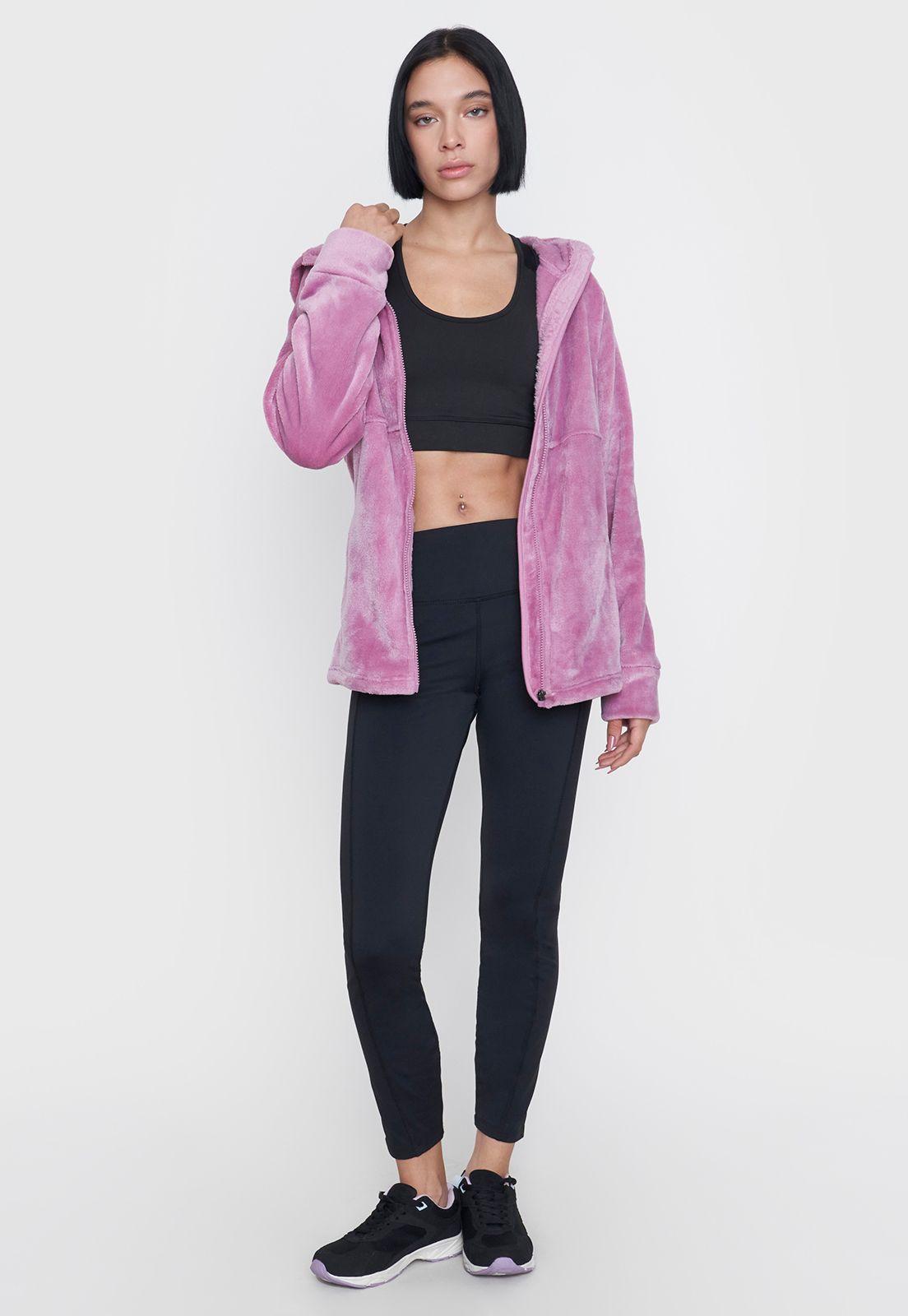 Polerón Mujer Deportivo Peludo Color Palo Rosa Corona-3