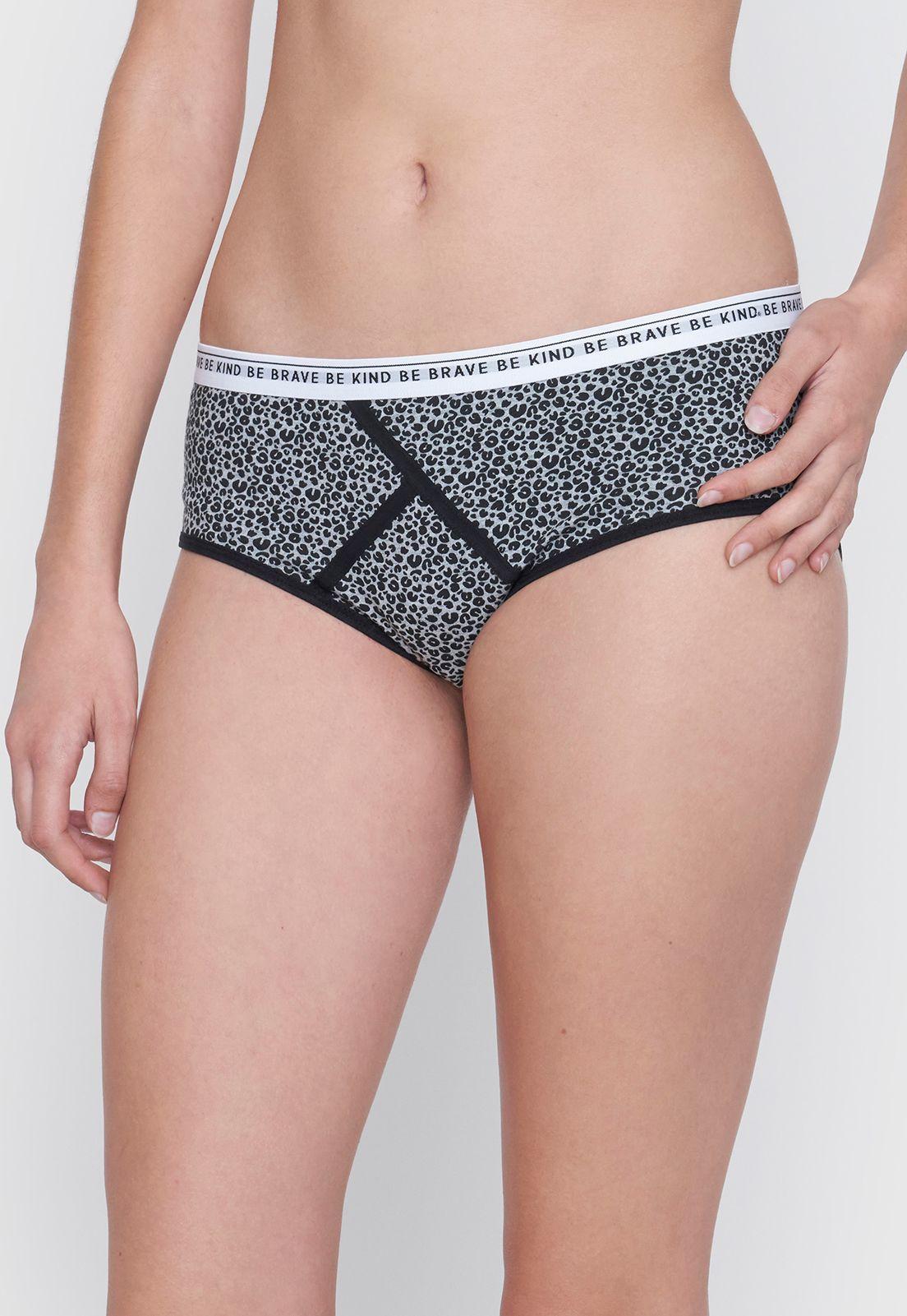 Calzón Mujer Boyshort Cotton Print Gris Melange Corona-1