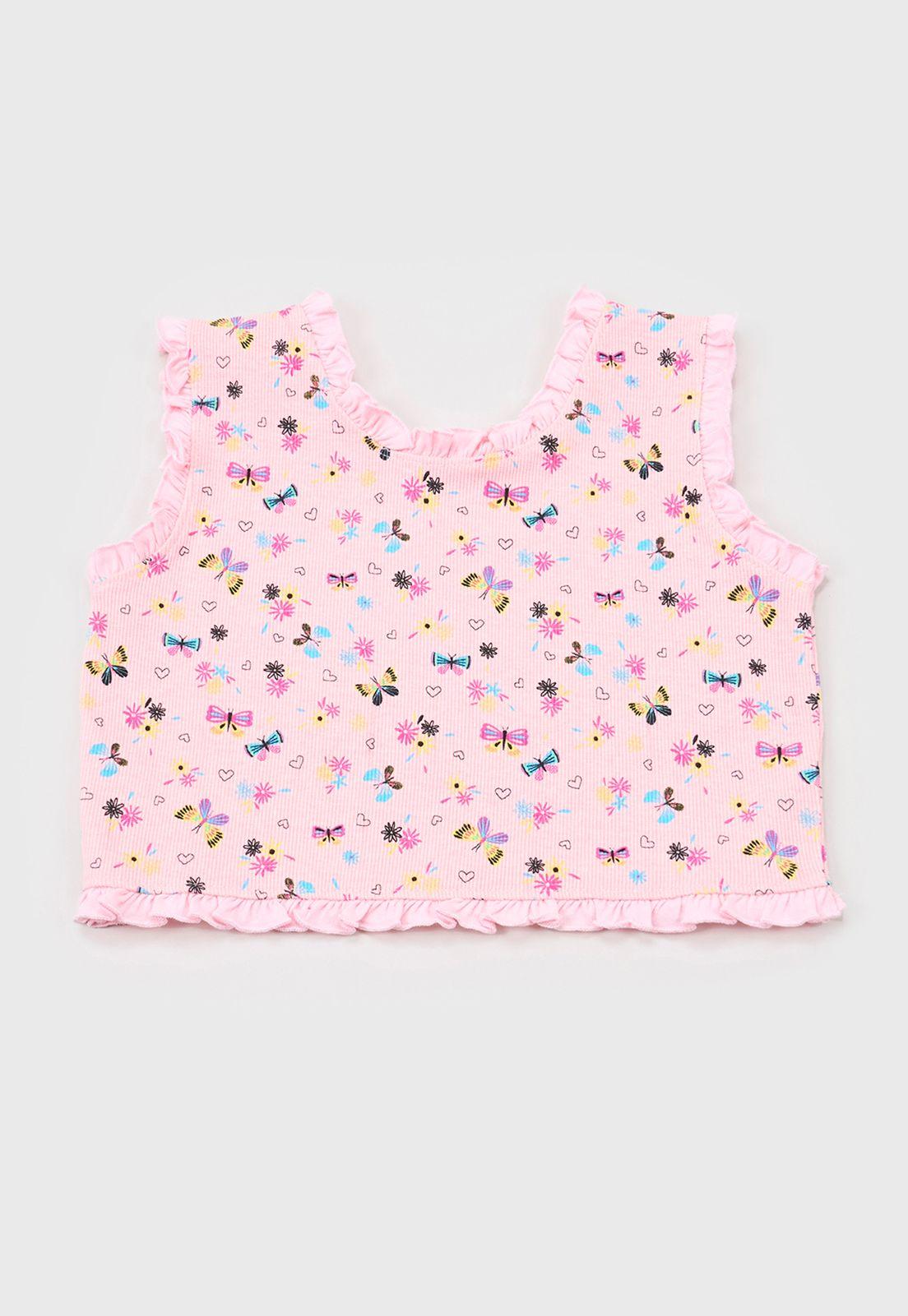 Peto Niña Kids Rib Fullprint Rosado Corona-0