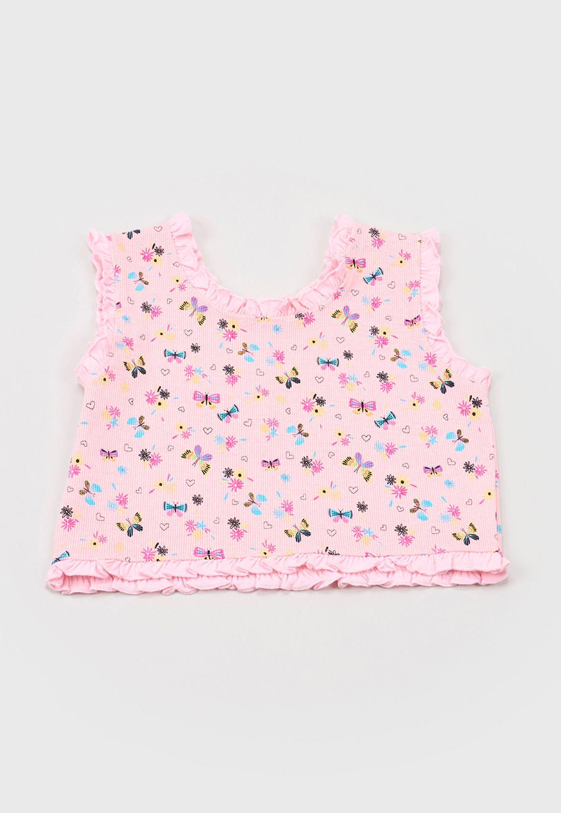 Peto Niña Kids Rib Fullprint Rosado Corona-1