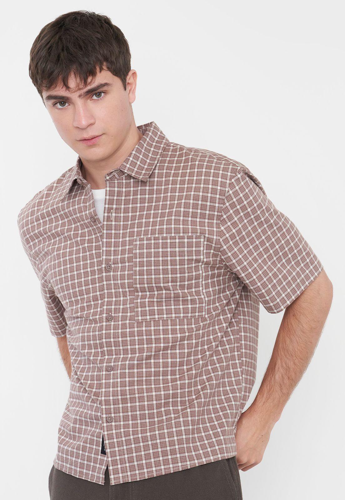 Camisa Hombre Manga Corta Café Sas Corona-2