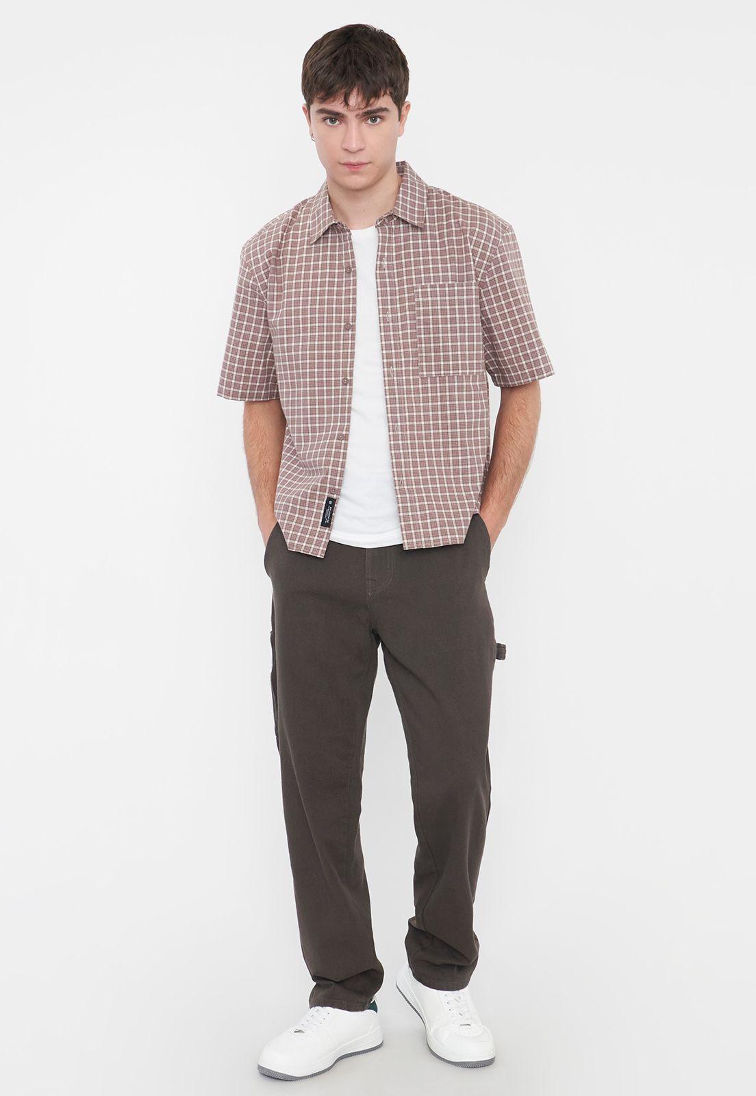 Camisa Hombre Manga Corta Café Sas Corona-3