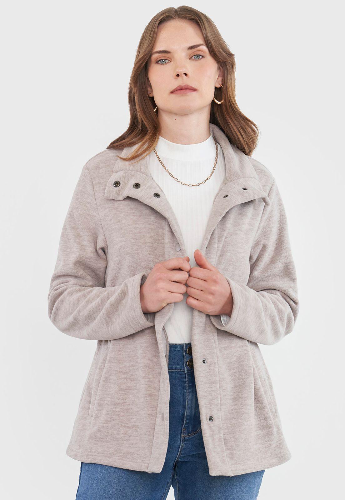 Polerón Mujer Polar  Botones Beige Corona-2