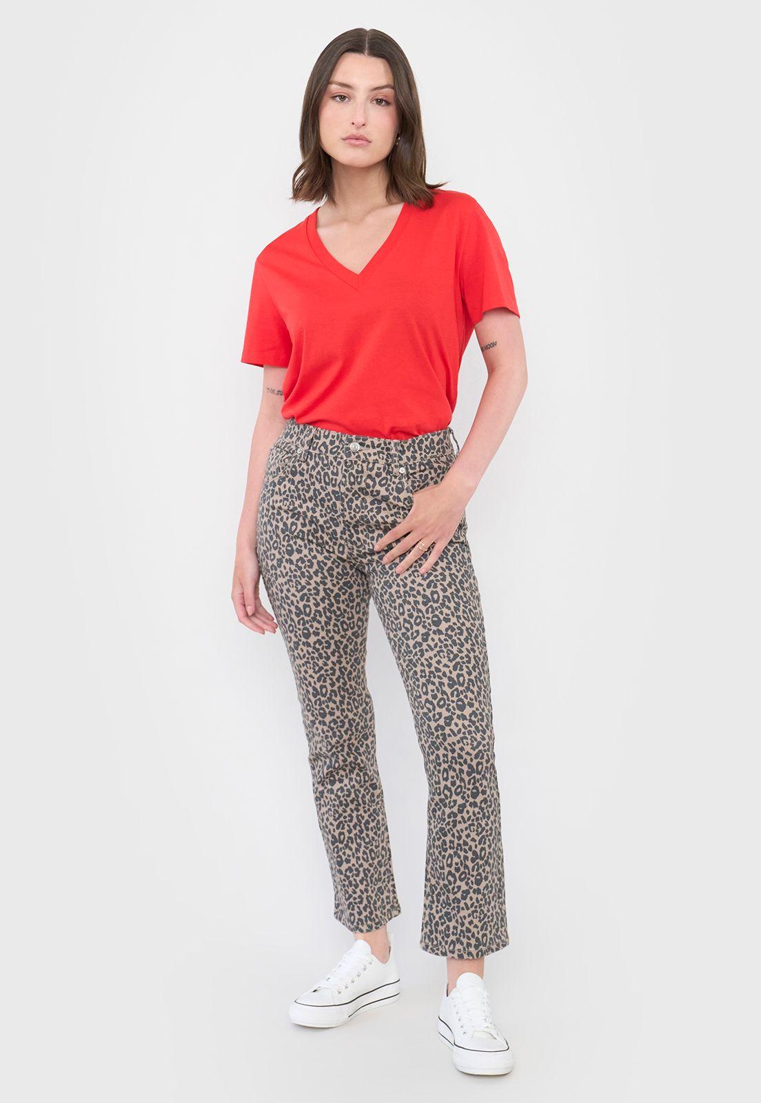 Polera Mujer V-Neck Esencial Rojo Corona-3