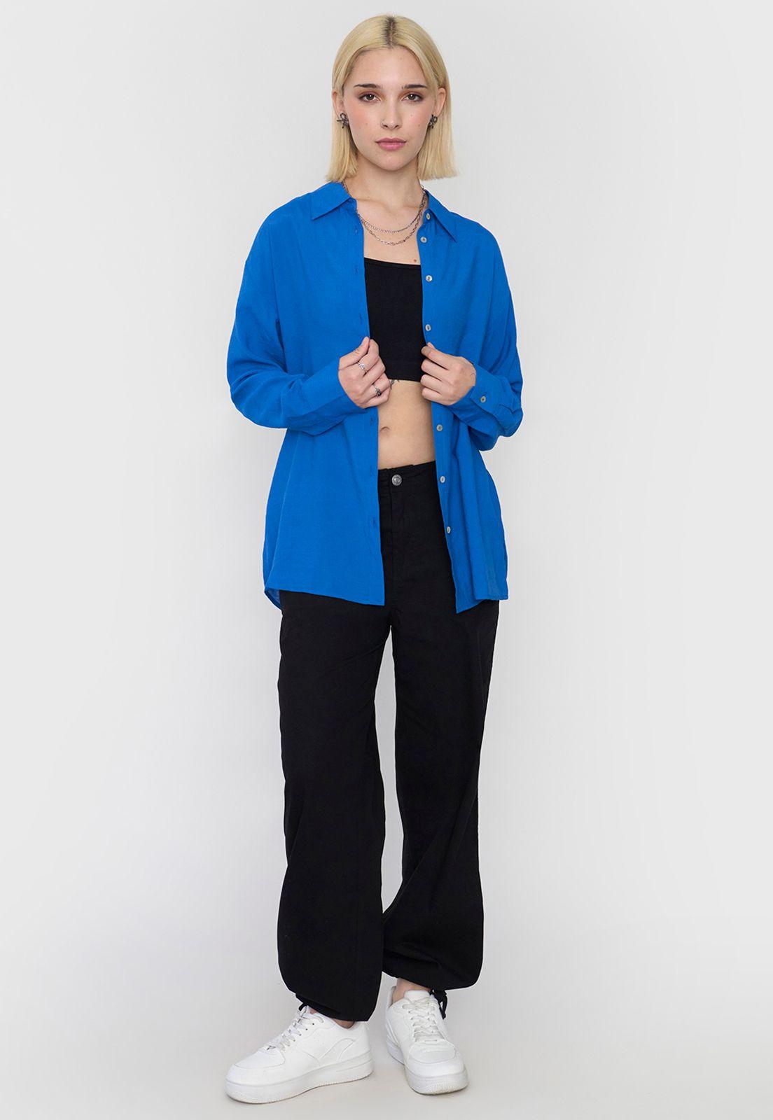 Blusa Mujer Camisera Celeste Corona-3