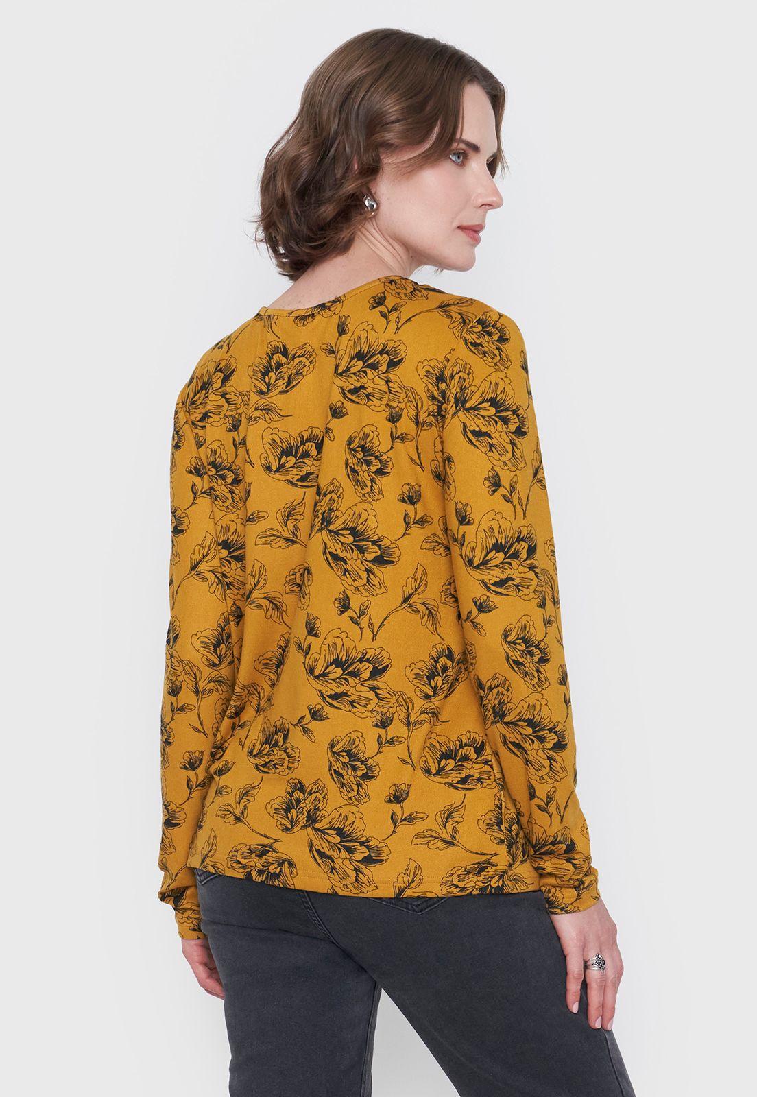 Sweater Mujer Camant Print Mostaza Corona-1
