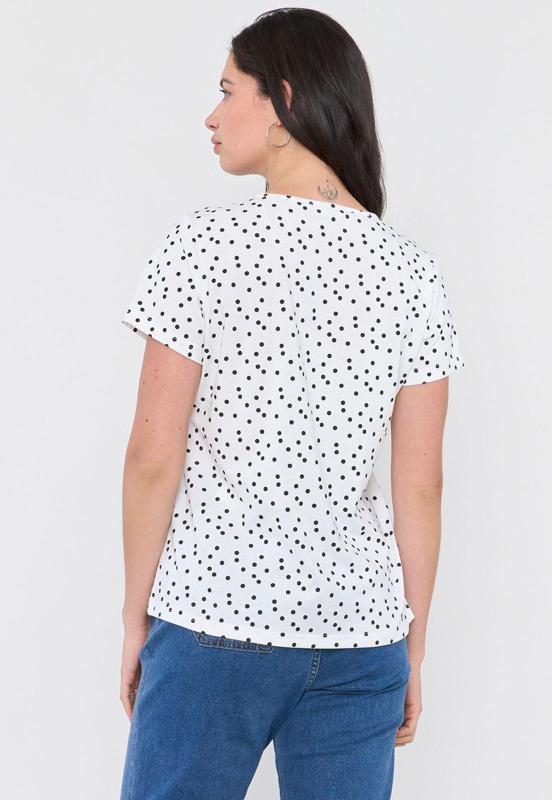 Polera Mujer Escote Aplicación Metálica Ecru Corona-1
