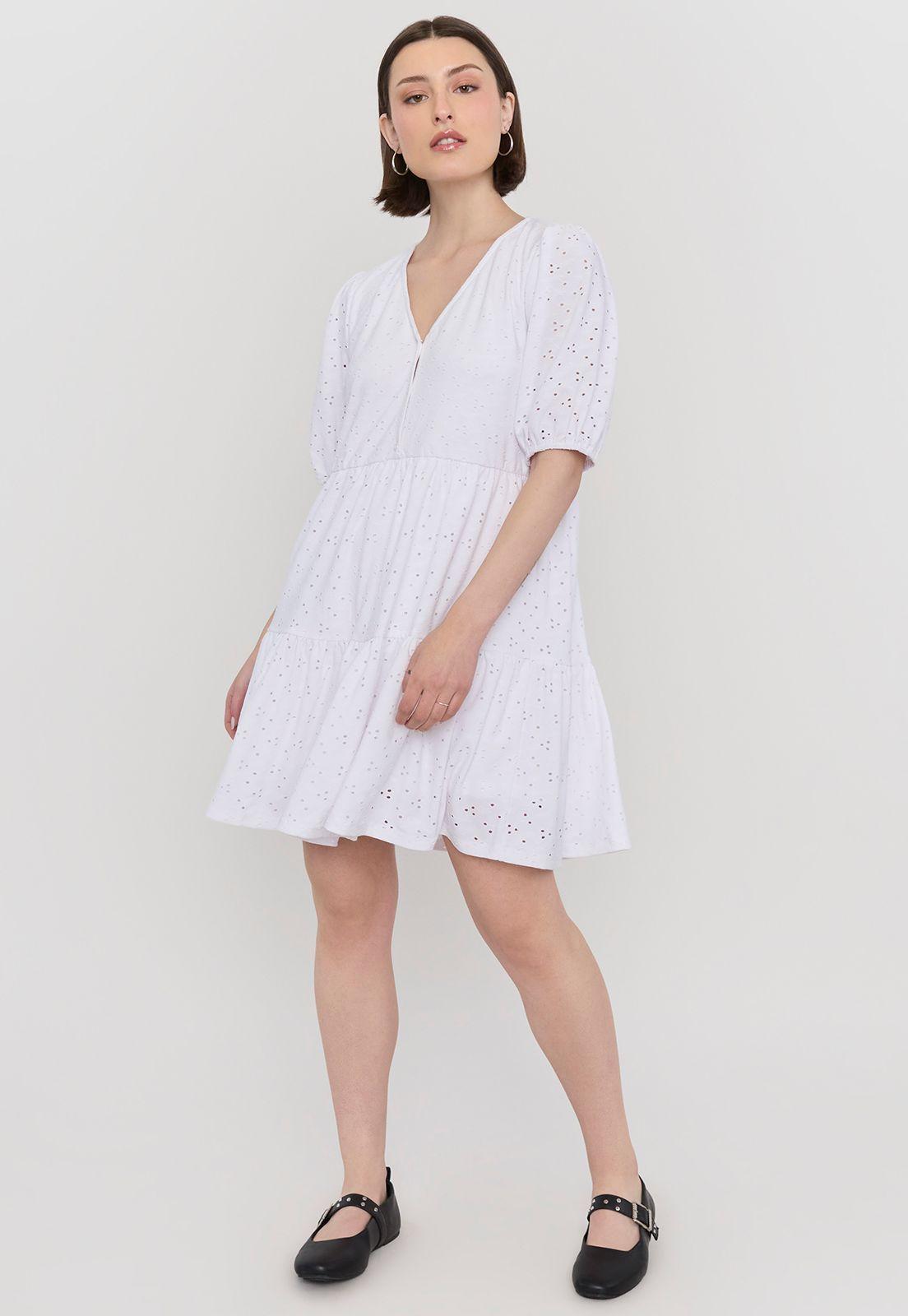 Vestido Mujer Broderie Blanco Corona-0