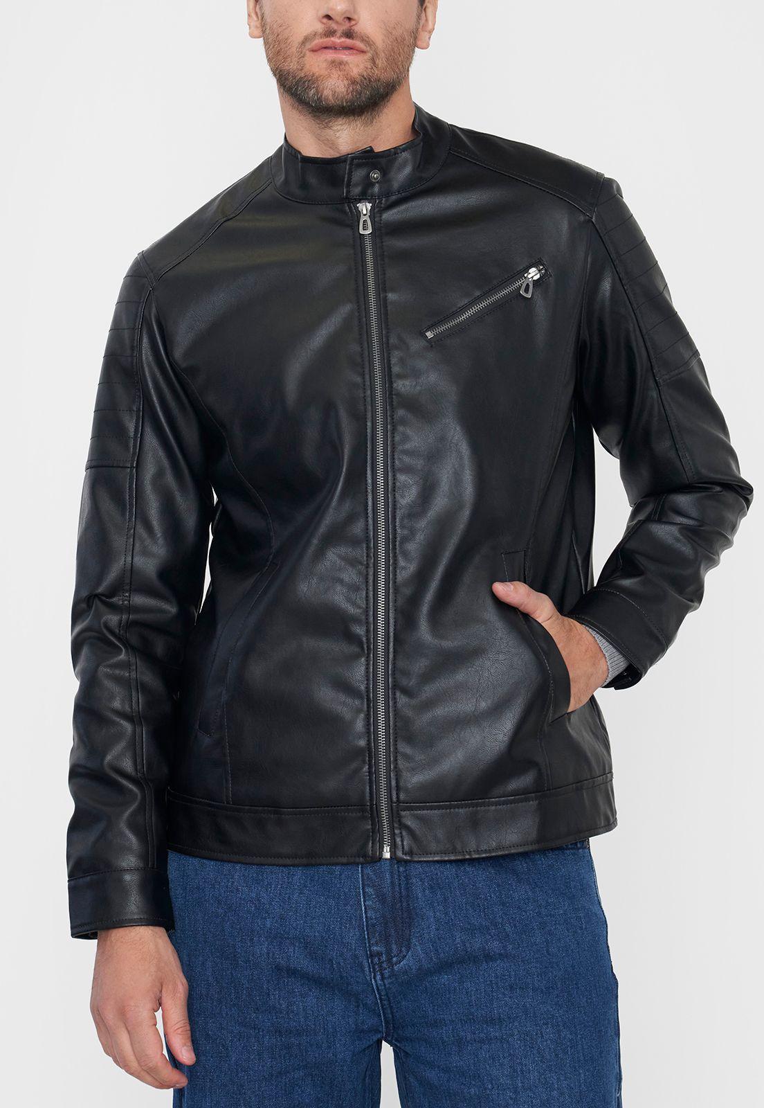 Casaca Hombre Ecocuero Rock Negro Corona-2