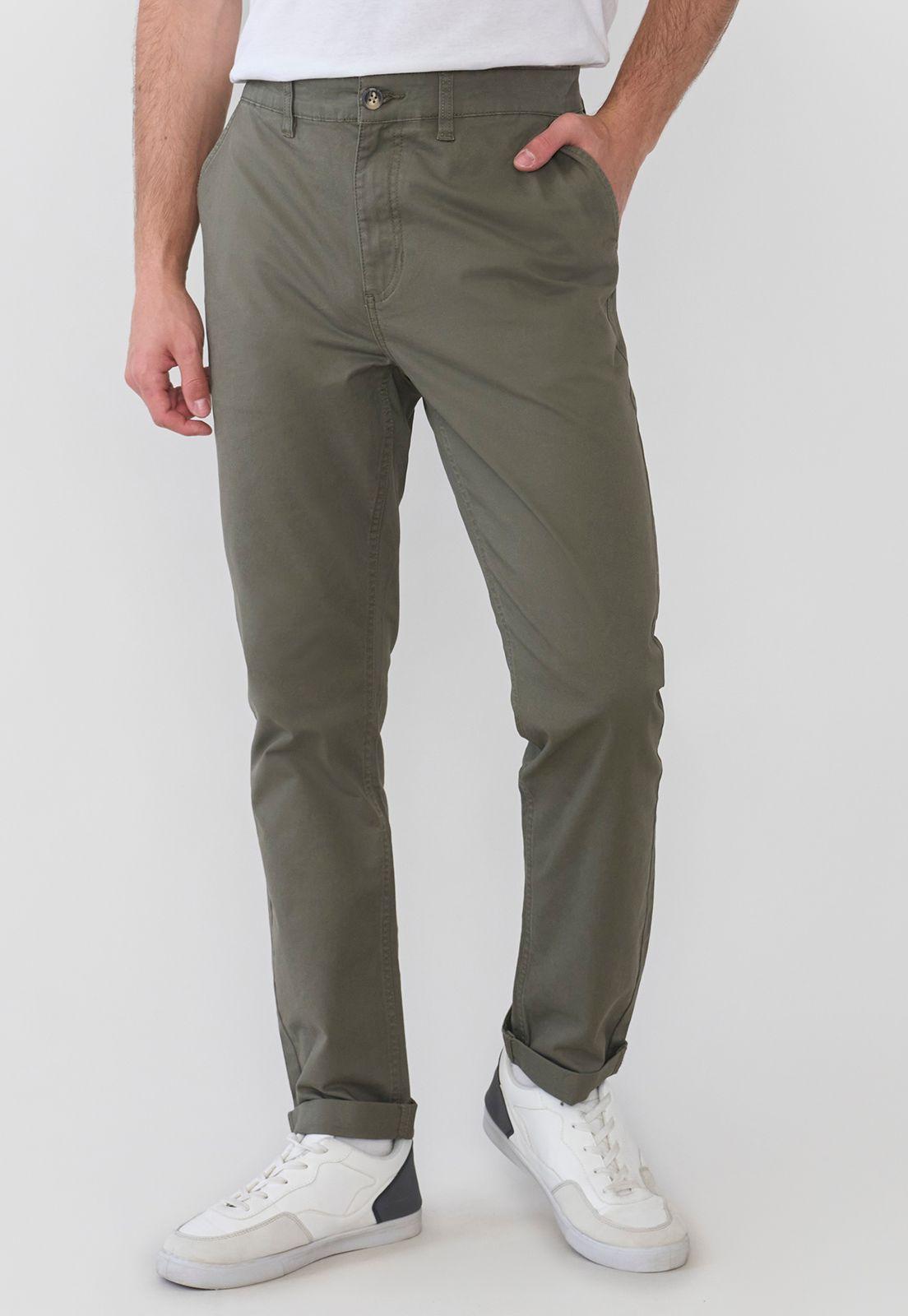 Pantalón Hombre Chino Color Verde Musgo Corona-1