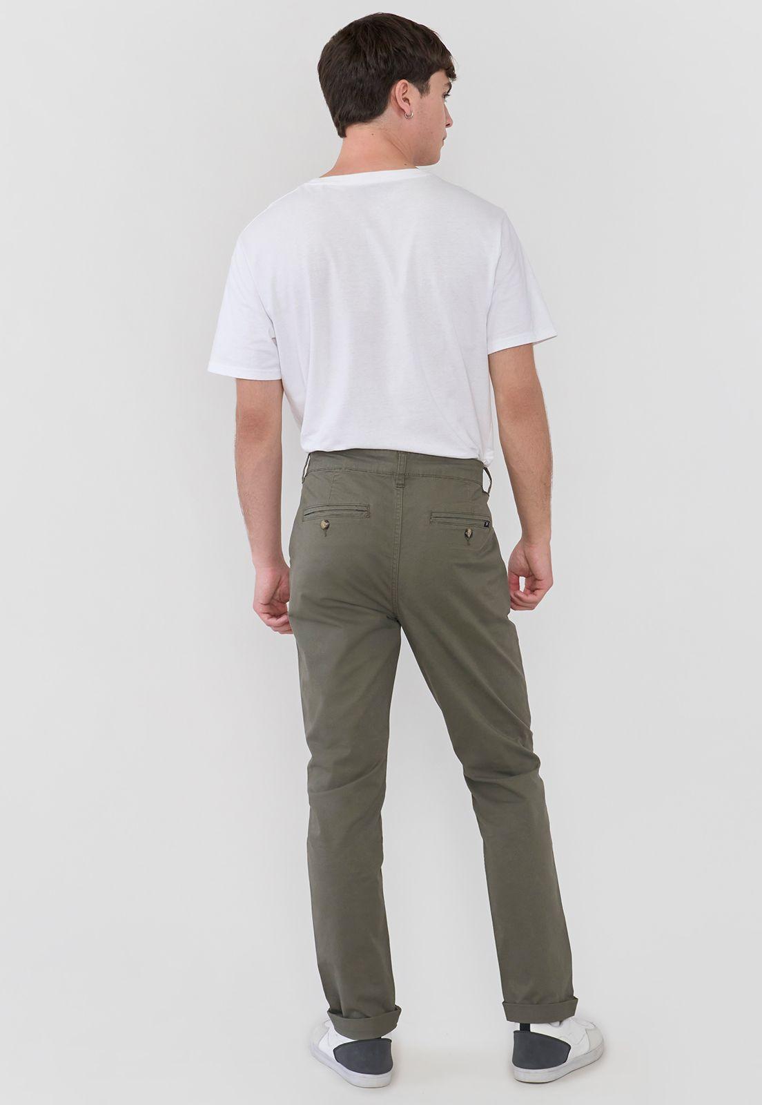 Pantalón Hombre Chino Color Verde Musgo Corona-2
