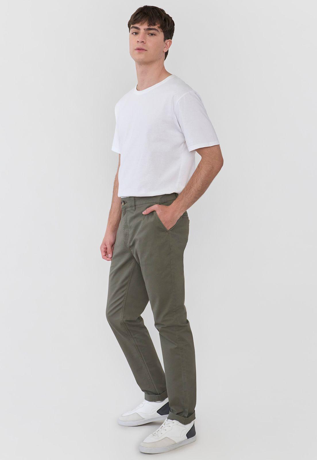 Pantalón Hombre Chino Color Verde Musgo Corona-3