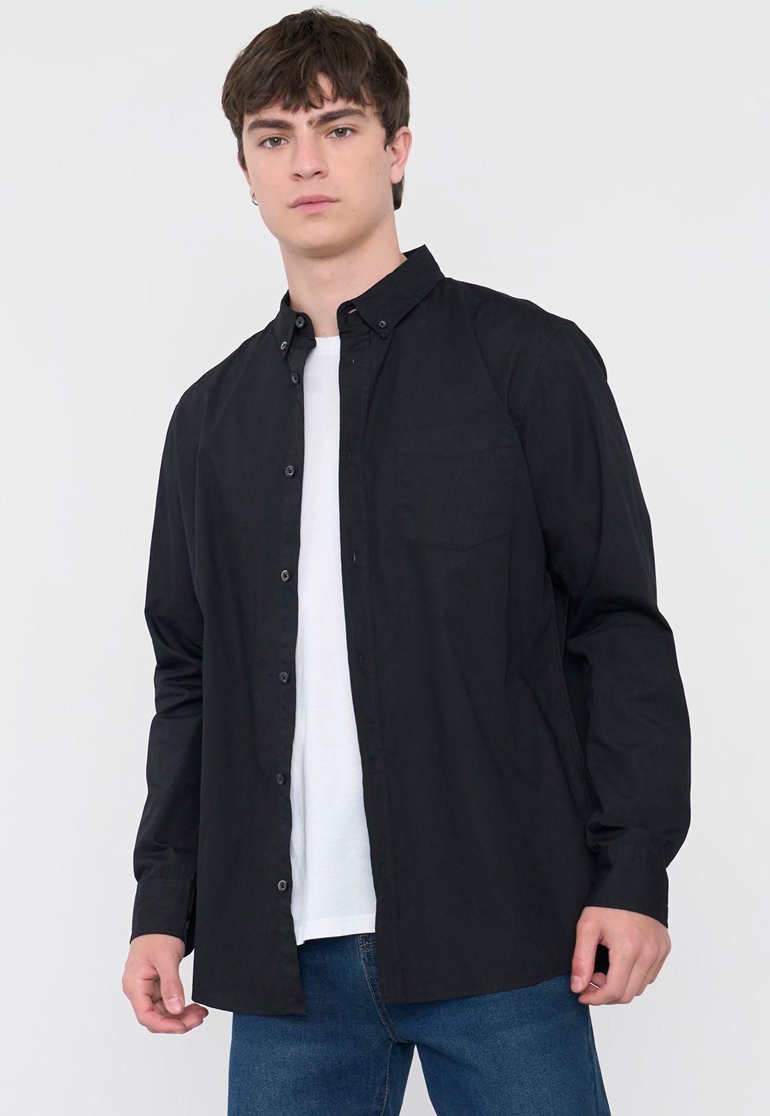 Camisa Hombre Roll Up Negro Corona-0