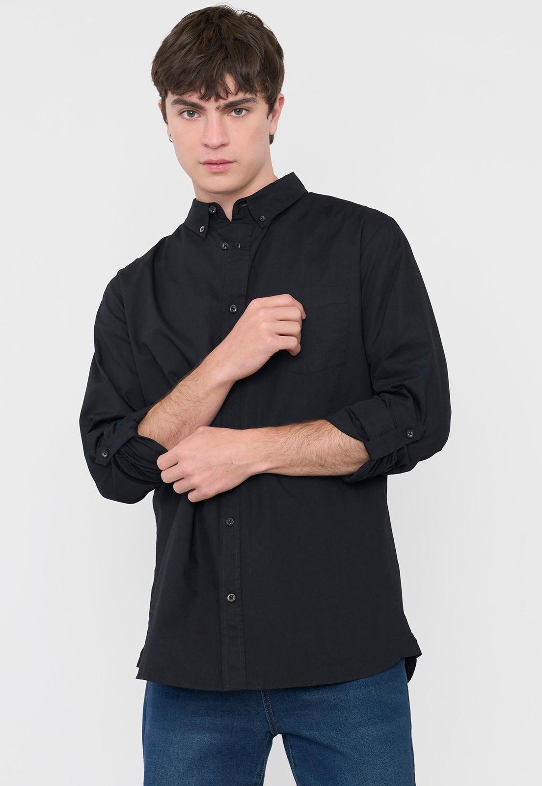 Camisa Hombre Roll Up Negro Corona-2