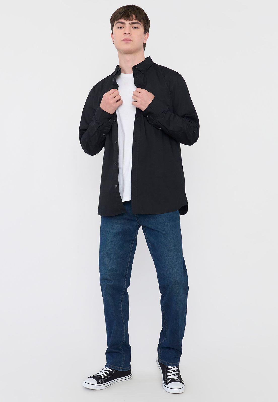 Camisa Hombre Roll Up Negro Corona-3