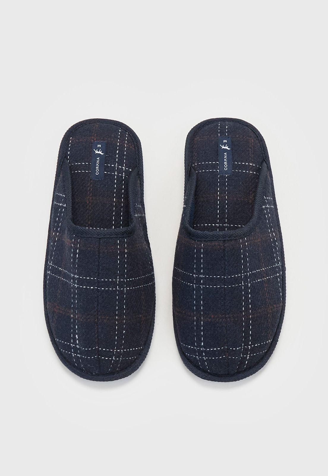 Pantuflas Hombre Básica Azul Corona-2