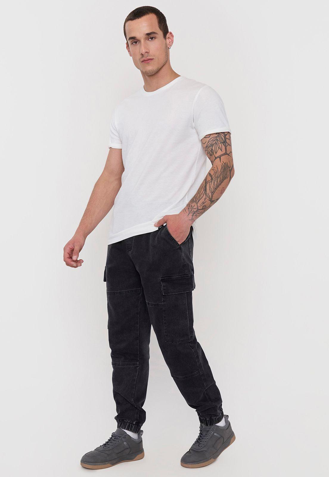 Jeans Hombre Cargo Jogger Fit Negro Corona-0