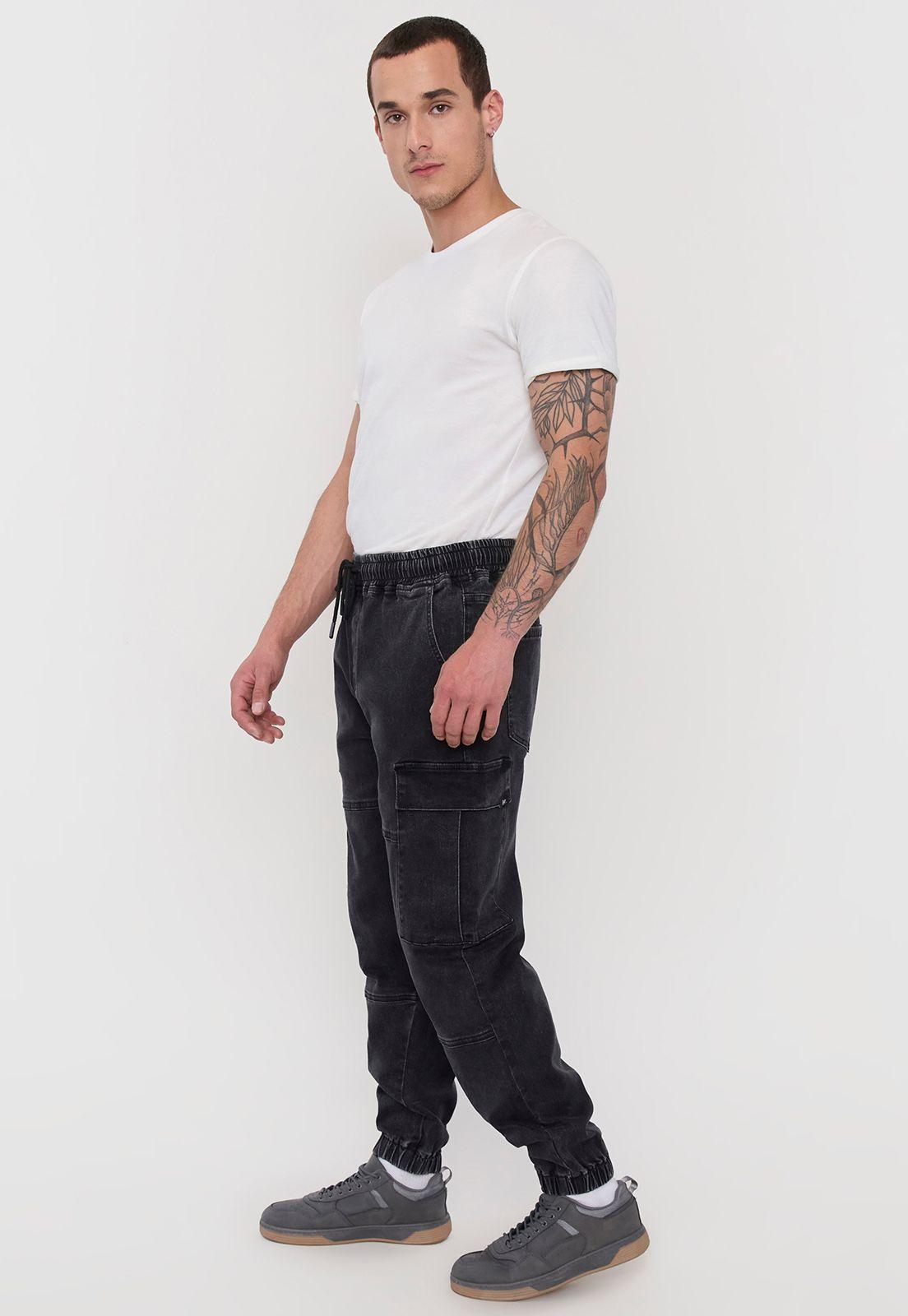 Jeans Hombre Cargo Jogger Fit Negro Corona-3