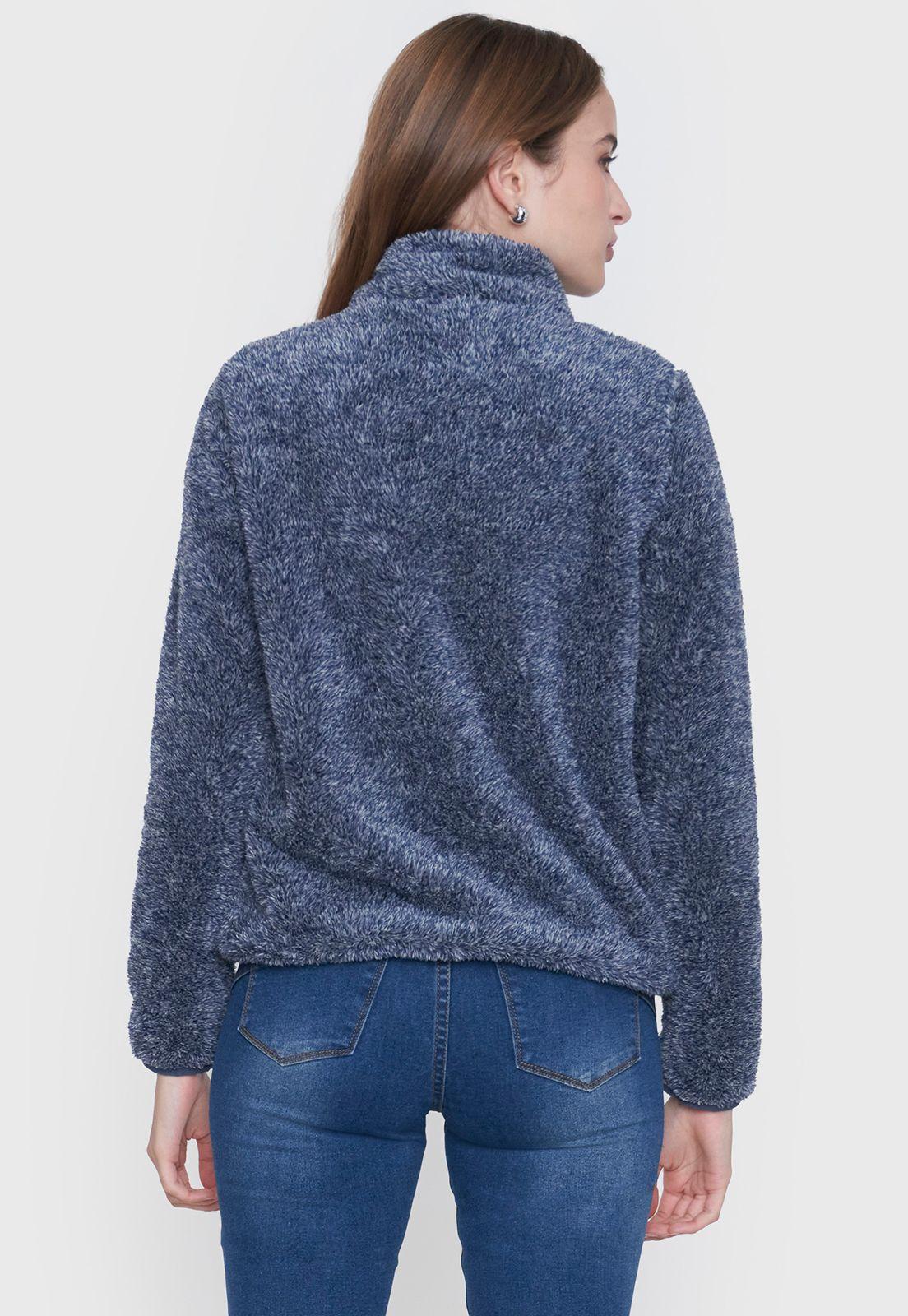 Polerón Mujer Peludo Half Zipper Navy Corona-1