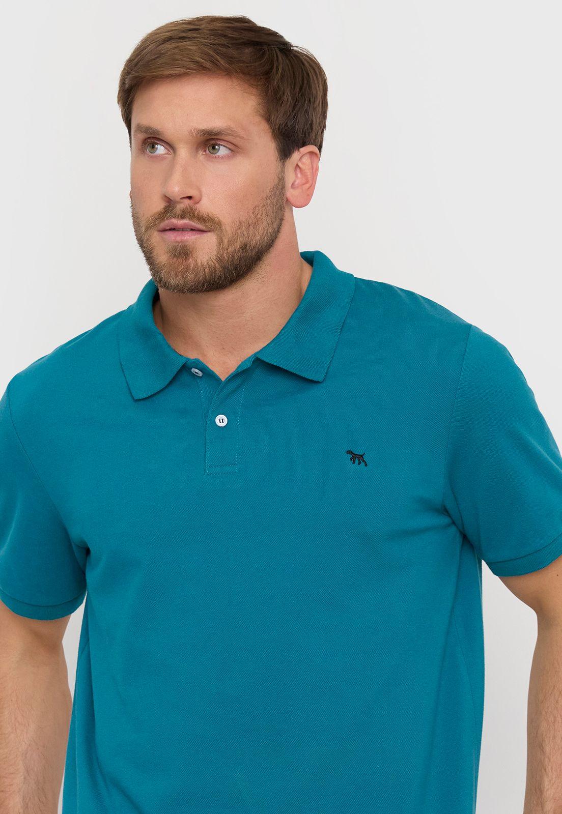 Polera Hombre Lisa Piqué Petróleo Corona-2