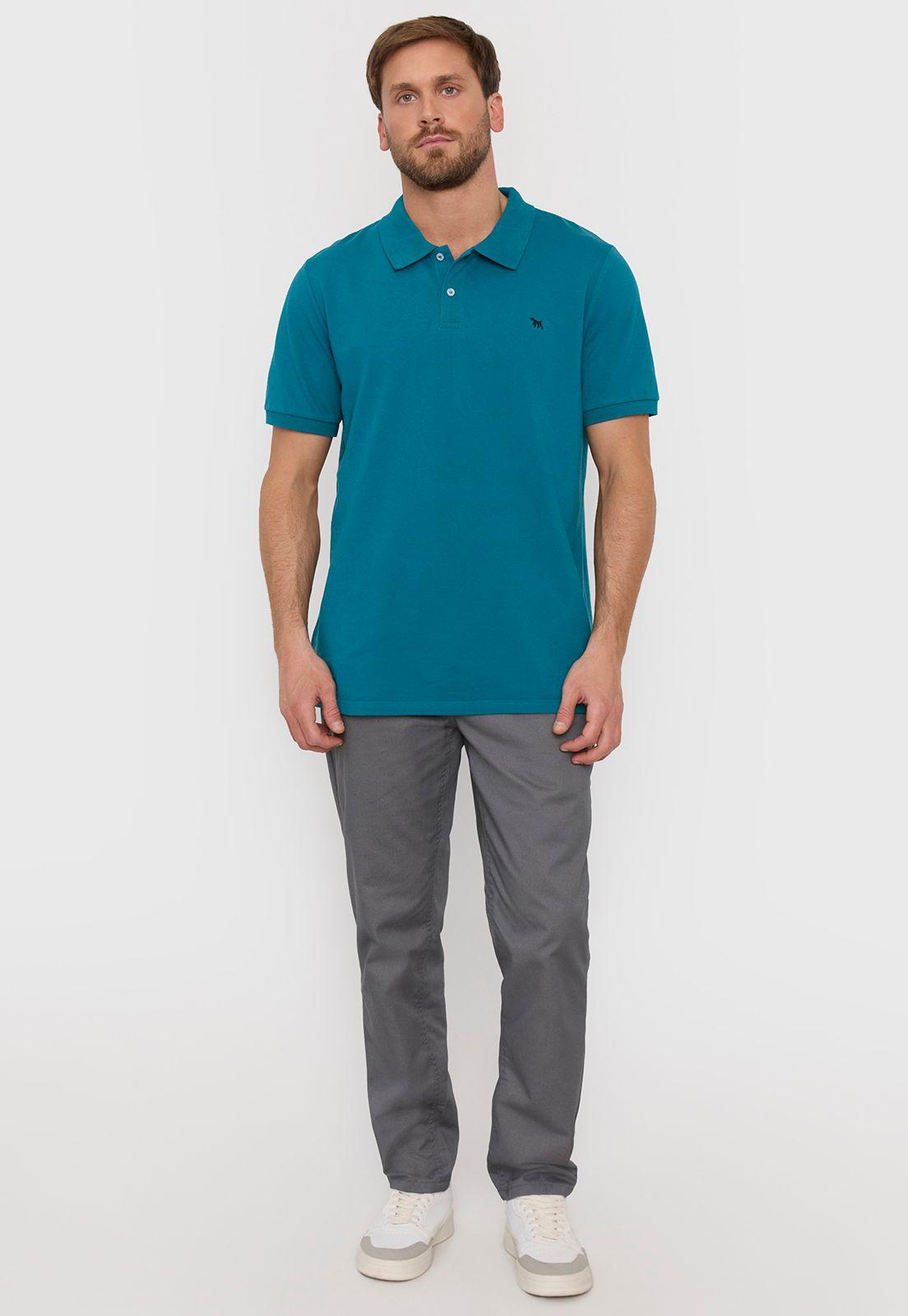 Polera Hombre Lisa Piqué Petróleo Corona-3
