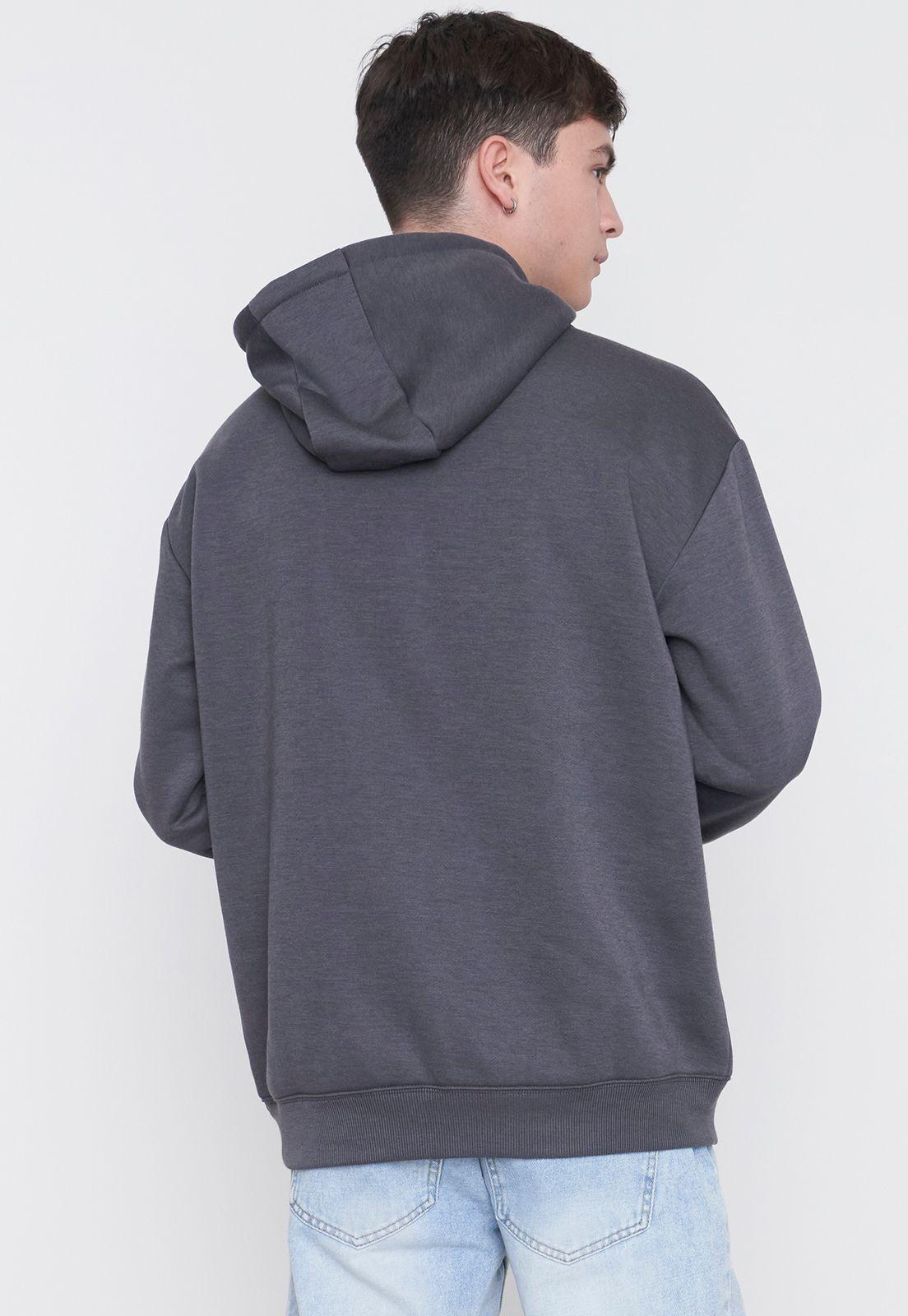 Polerón Hombre Canguro Liso Color Gris Oscuro Corona-1