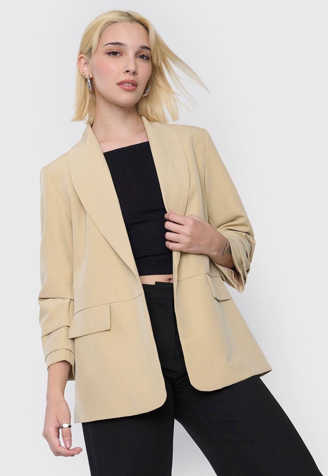 Blazer Mujer Liso Beige Corona-0